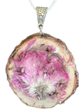 Wild Bloom Statement Necklace | Real Celosia Flowers and Wood Slice in Resin