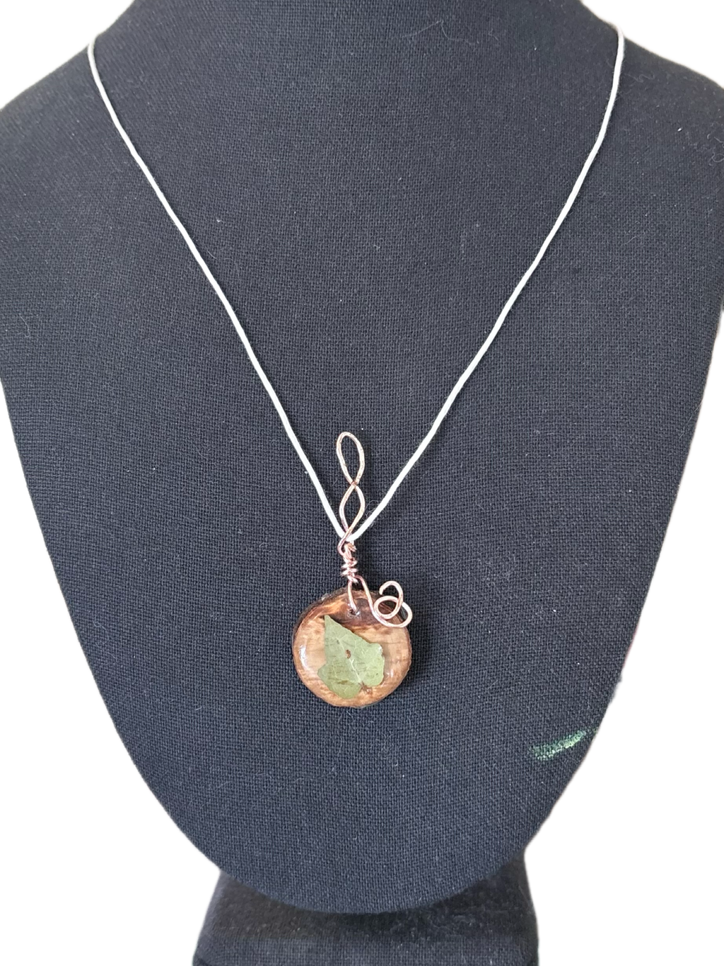 Woodland Vine Leaf Necklace | Wire Wrapped Pendant Ivy Leaf in Resin
