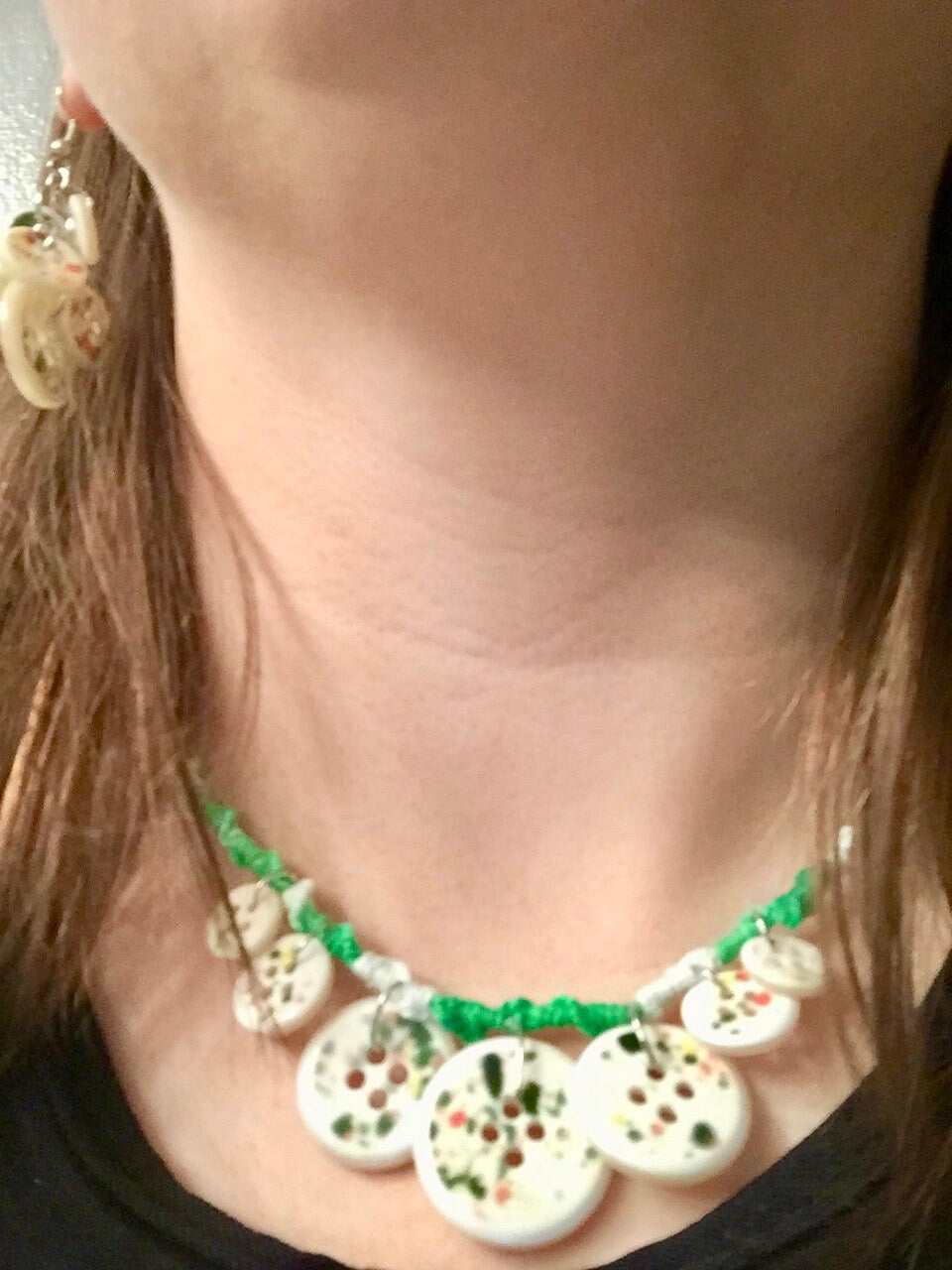 Paint Splattered Button Jewelry Set