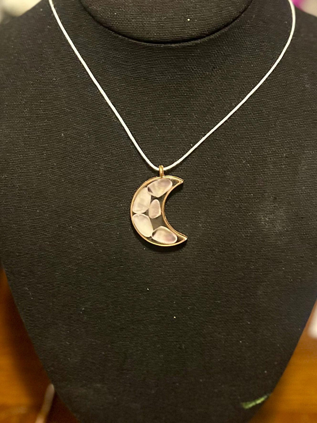 Ocean Duality Crescent Necklace | Reversible Oyster Shell Resin Pendant | Coastal Moon Jewelry