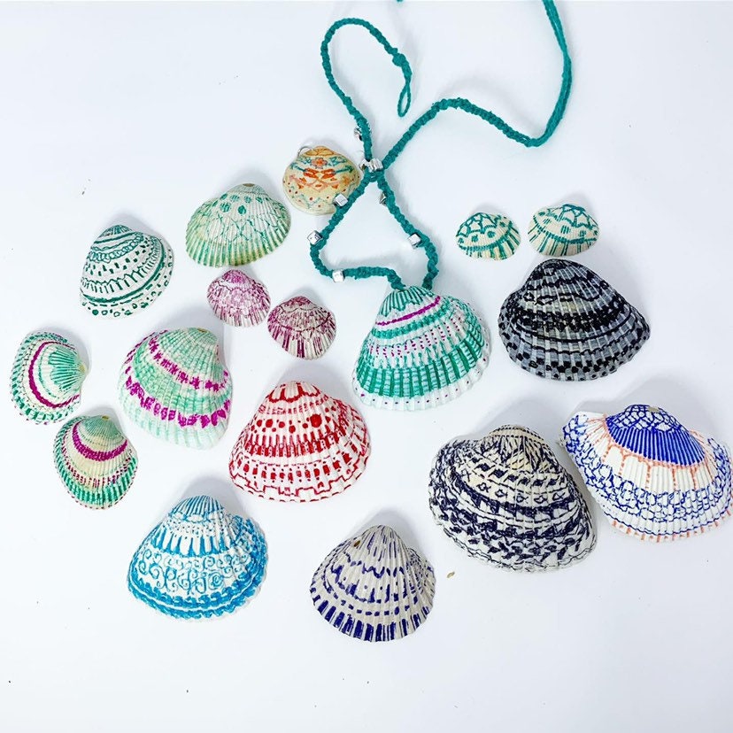 Red Decorated Shell Pendant, Real Seashell Necklace, Red and White Shell Gifts, Ocean Inspired Necklace, Jewelry Gift for Her