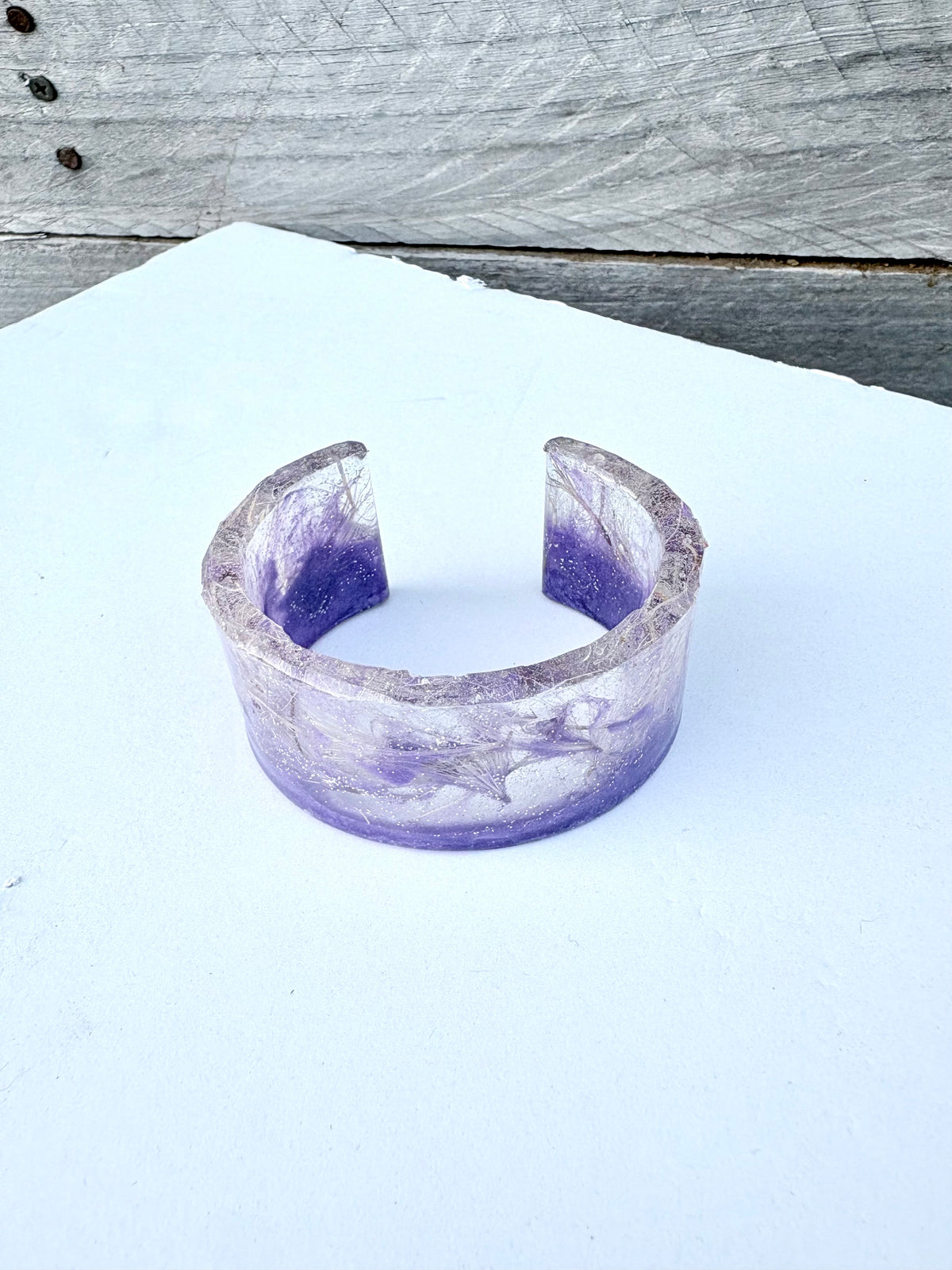Thistle Resin Bracelet | Thistle & Twilight Bangle | Purple Resin and Thistle Florets