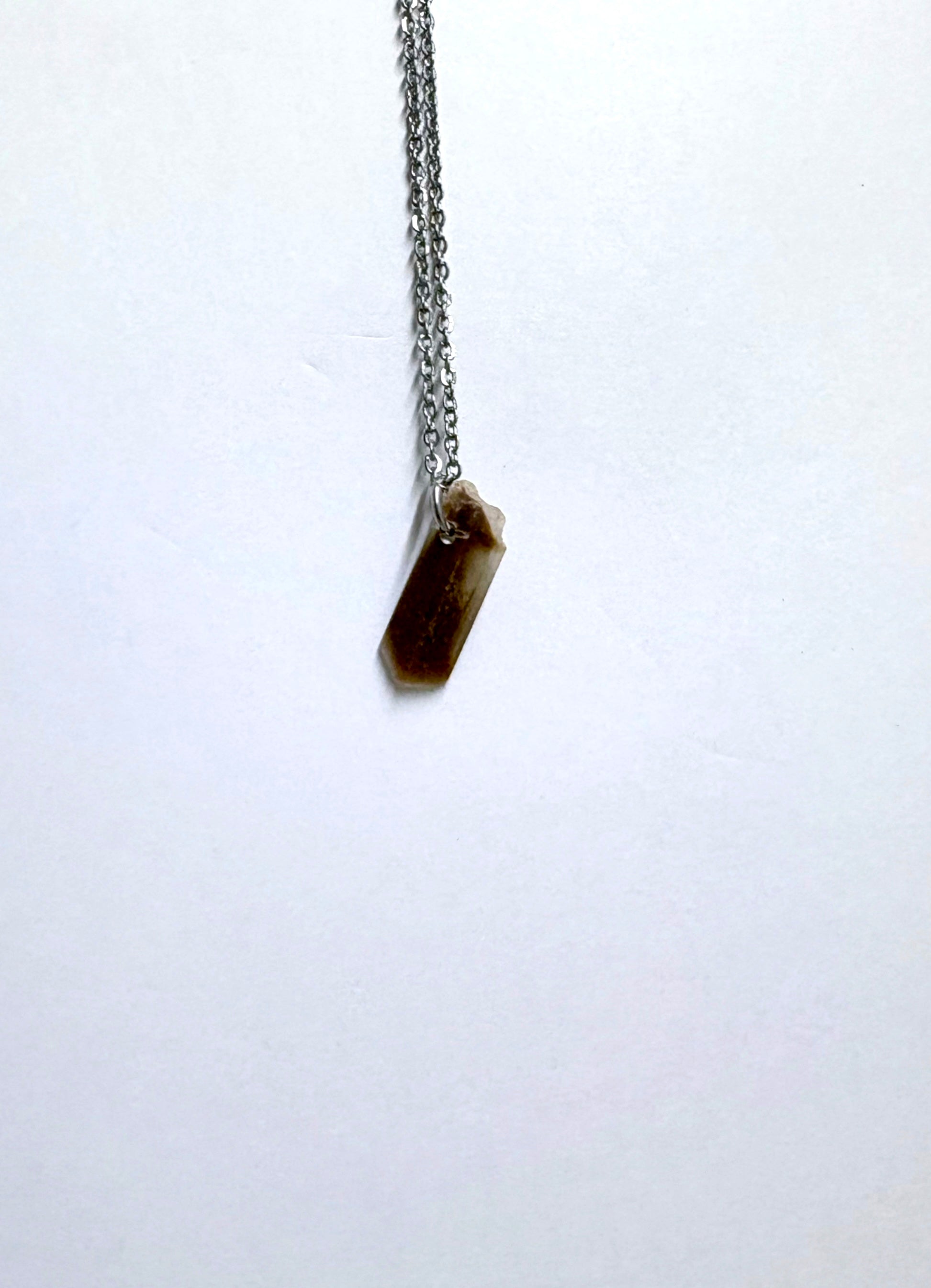 Hourglass Selenite | Crystal Necklace | Simple Silver Chain Pendant