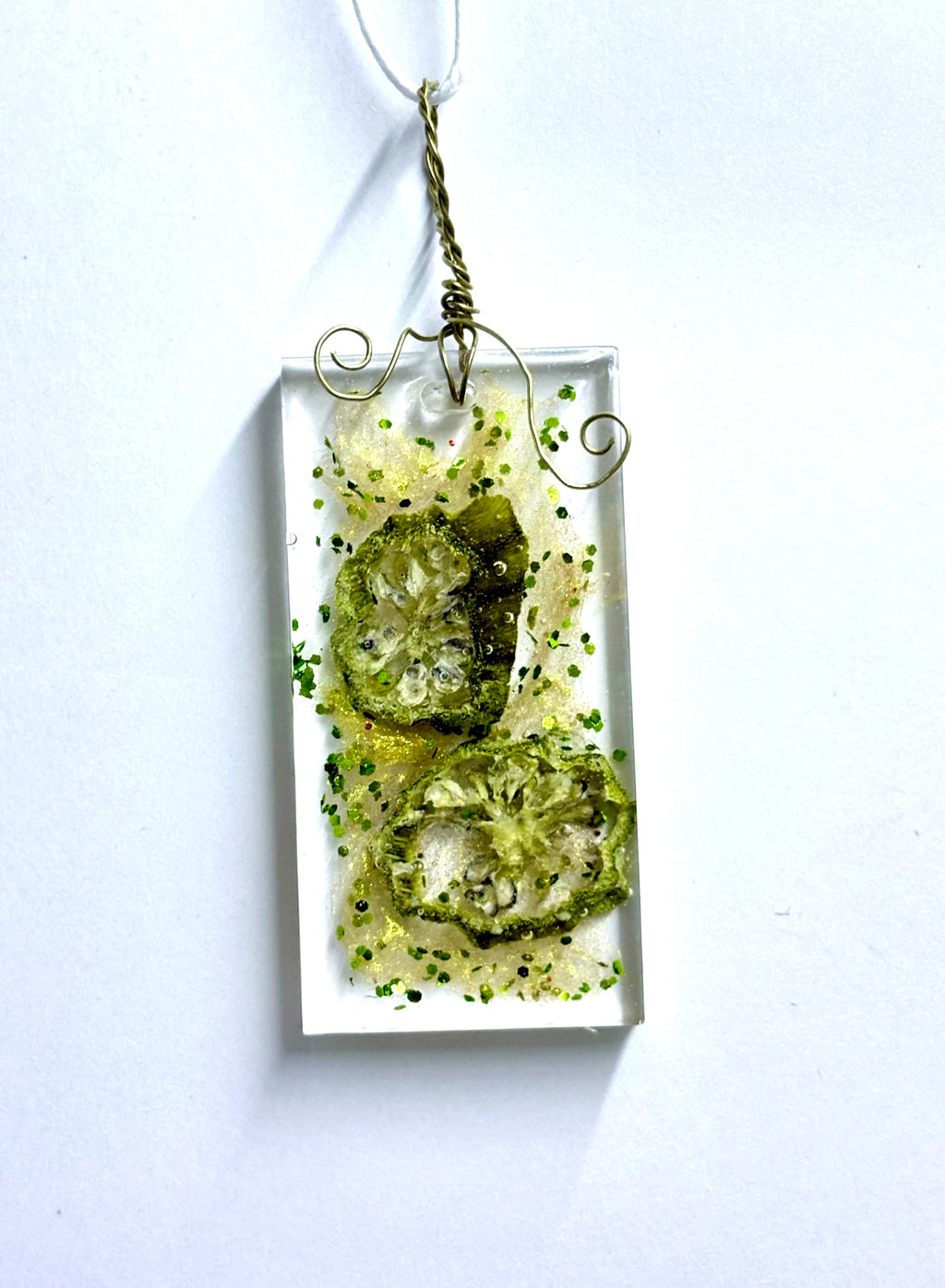 Okra Resin Necklace | Botanical Statement Pendant | Nature Inspired Jewelry