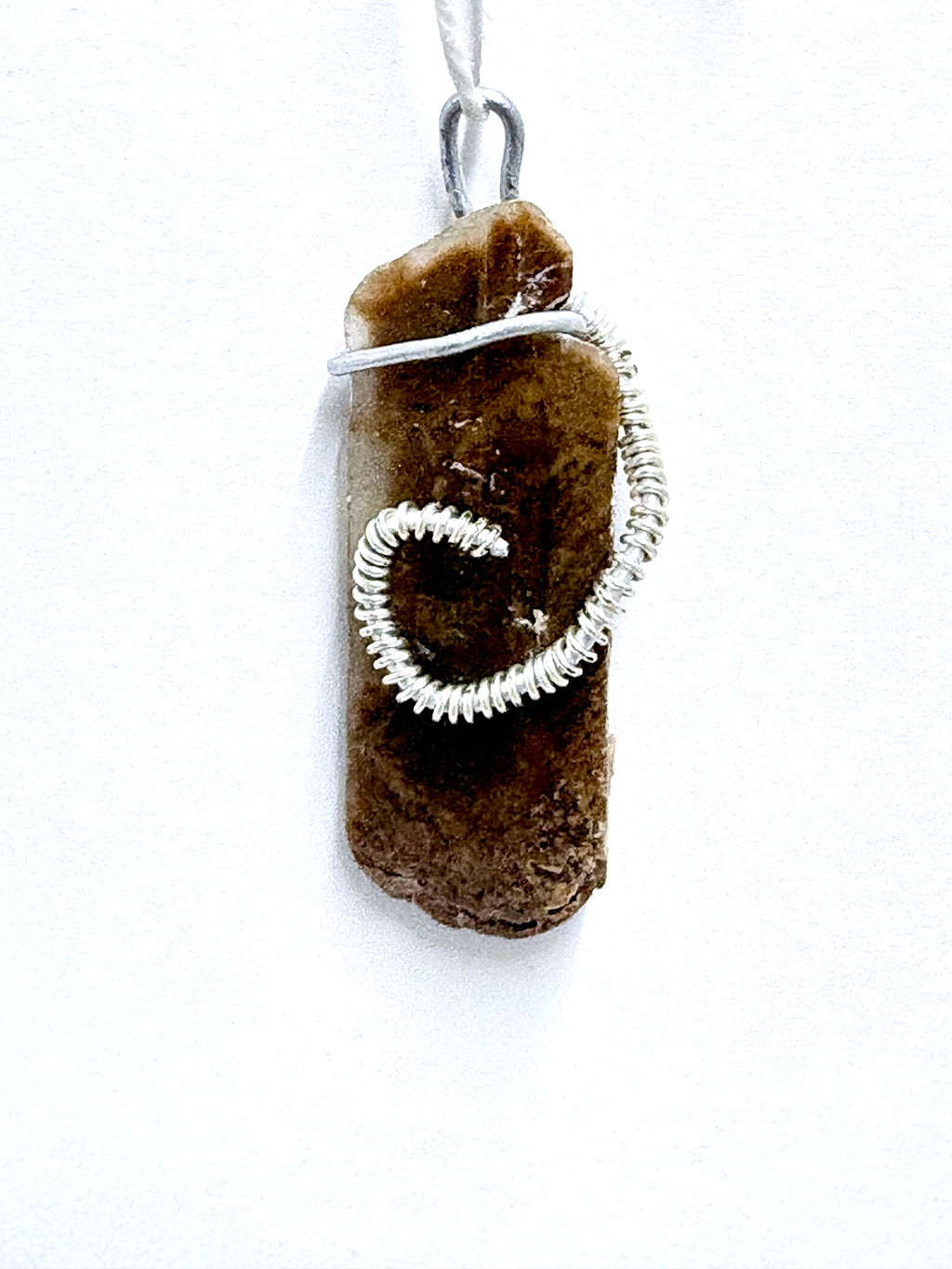 Wire Wrapped Hourglass Selenite | Raw Crystal Necklace |
