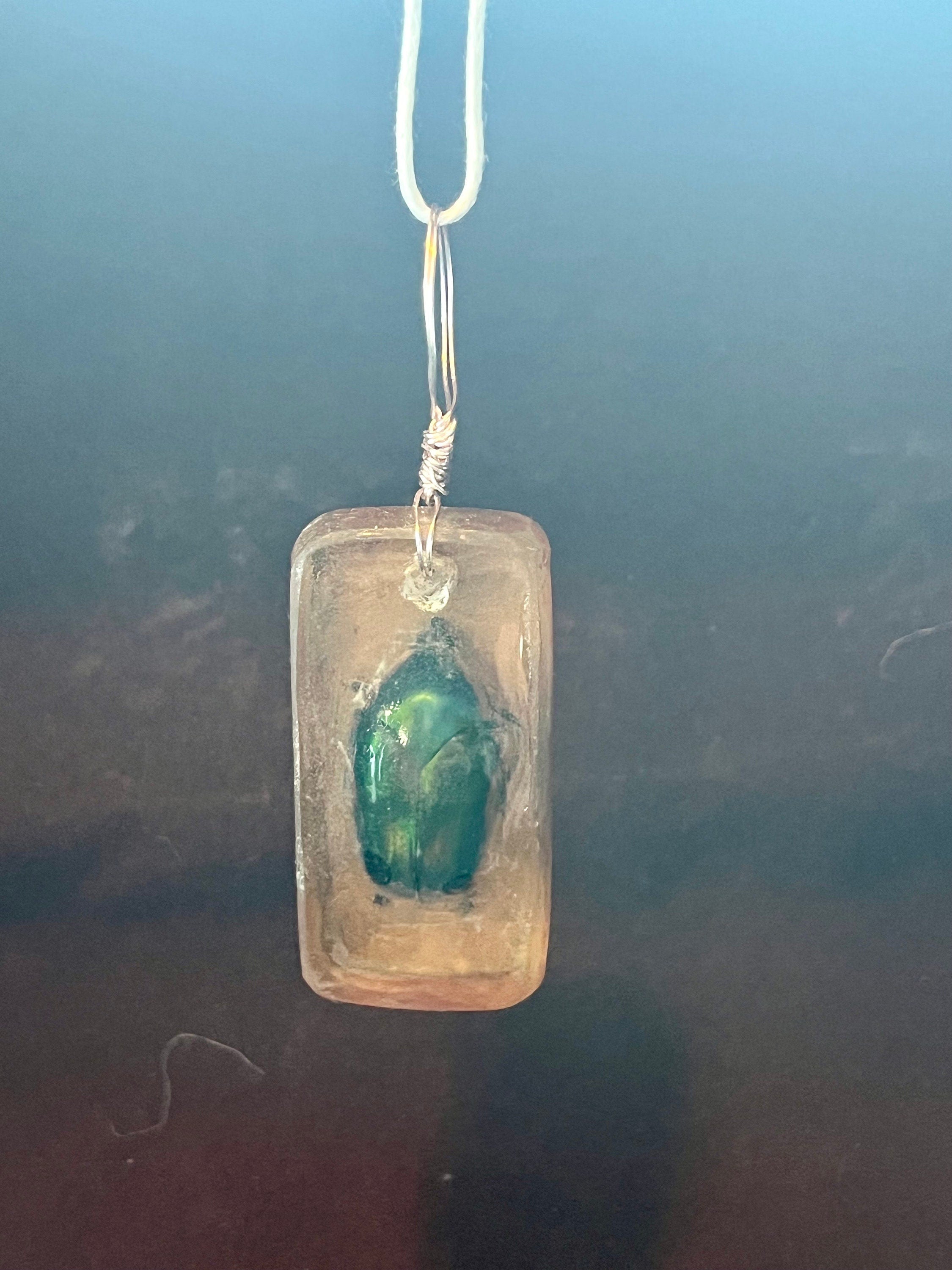Beetle Necklace | Green Jewel Beetle Pendant andcrafted Resin Jewelry with Natural Beauty