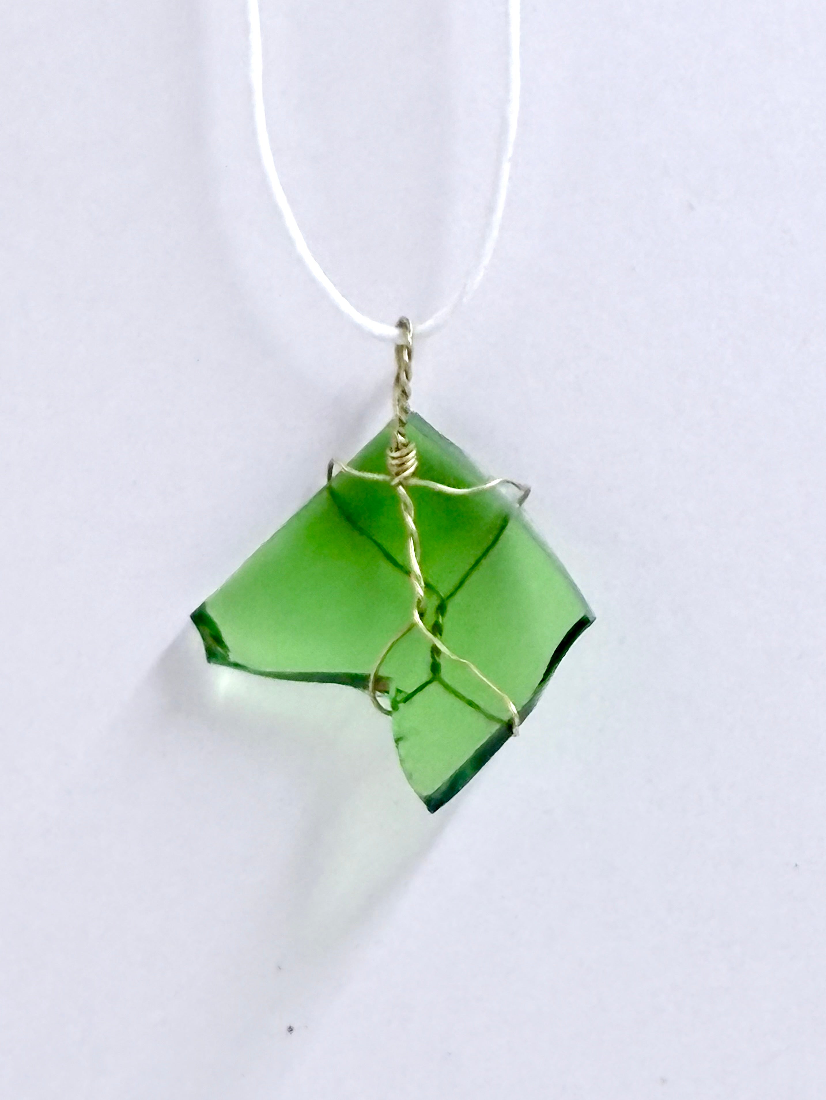 Green Sea Glass | Jewelry Set | Wire Wrapped Necklace & Earrings