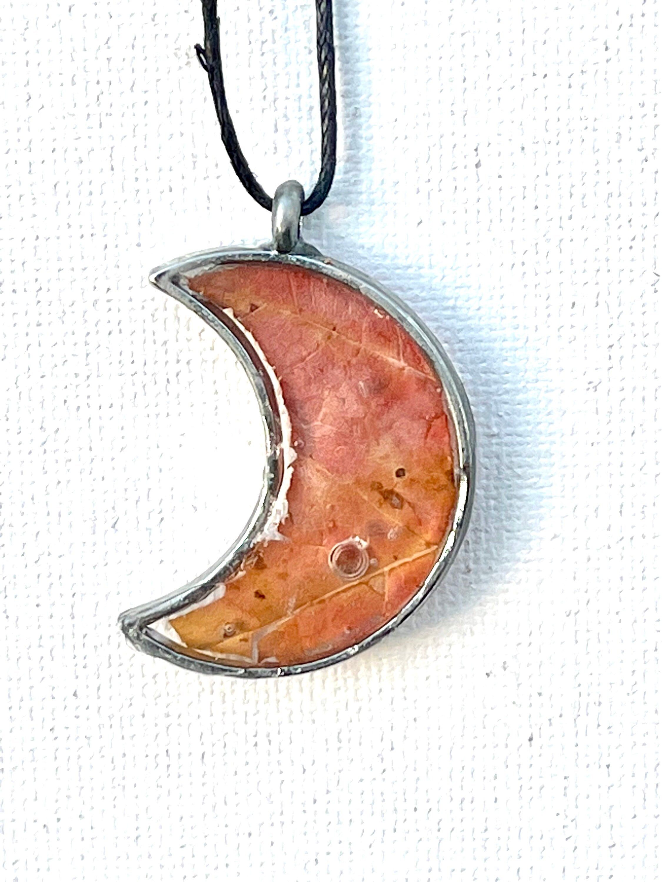 Unique Maple Leaf Moon Pendant, Resin Crescent Necklace, Botanical Fall Inspired Jewelry, Real Maple Leaf Lunar Necklace, Cottagecore Gift