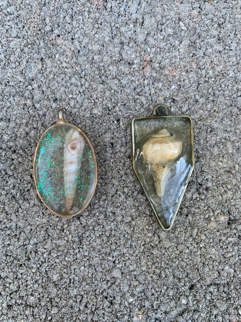 Sea Shimmer | Auger Shell Resin Pendant | Oval Coastal Necklace