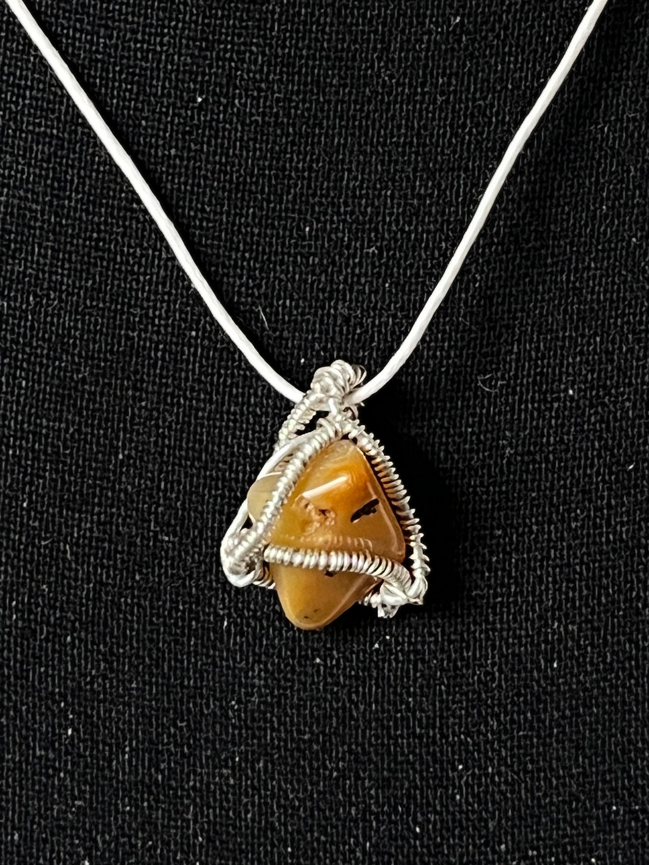 Petite Stone Wire Wrapped Pendants, Wire Wrapped Stone Necklace, Reversible Small Wire Wrapped Jewelry, One of a Kind Natural Jewelry