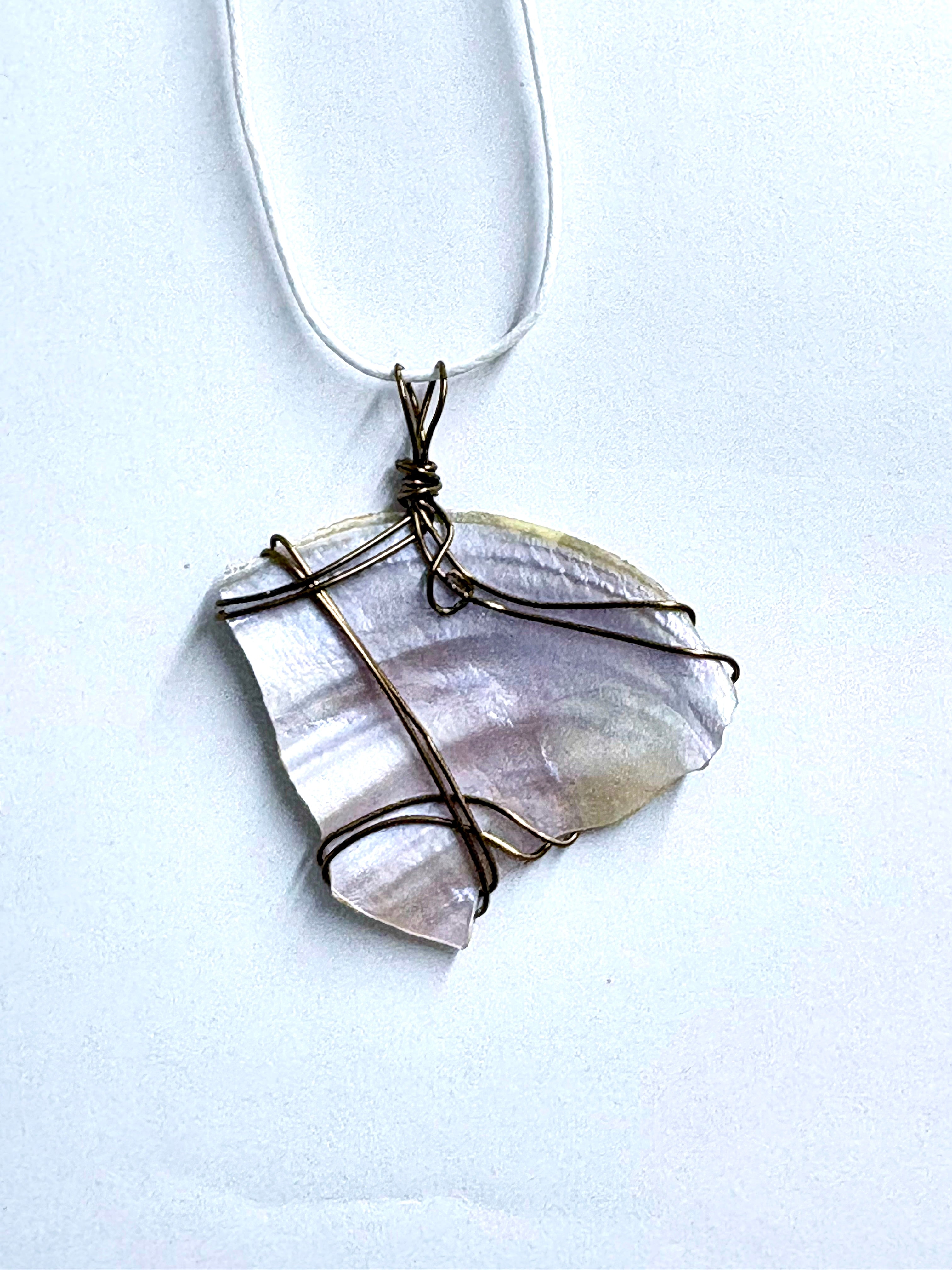 Iridescent Shell Necklace | Ocean Inspired Statement Pendant | One of a Kind Jewelry