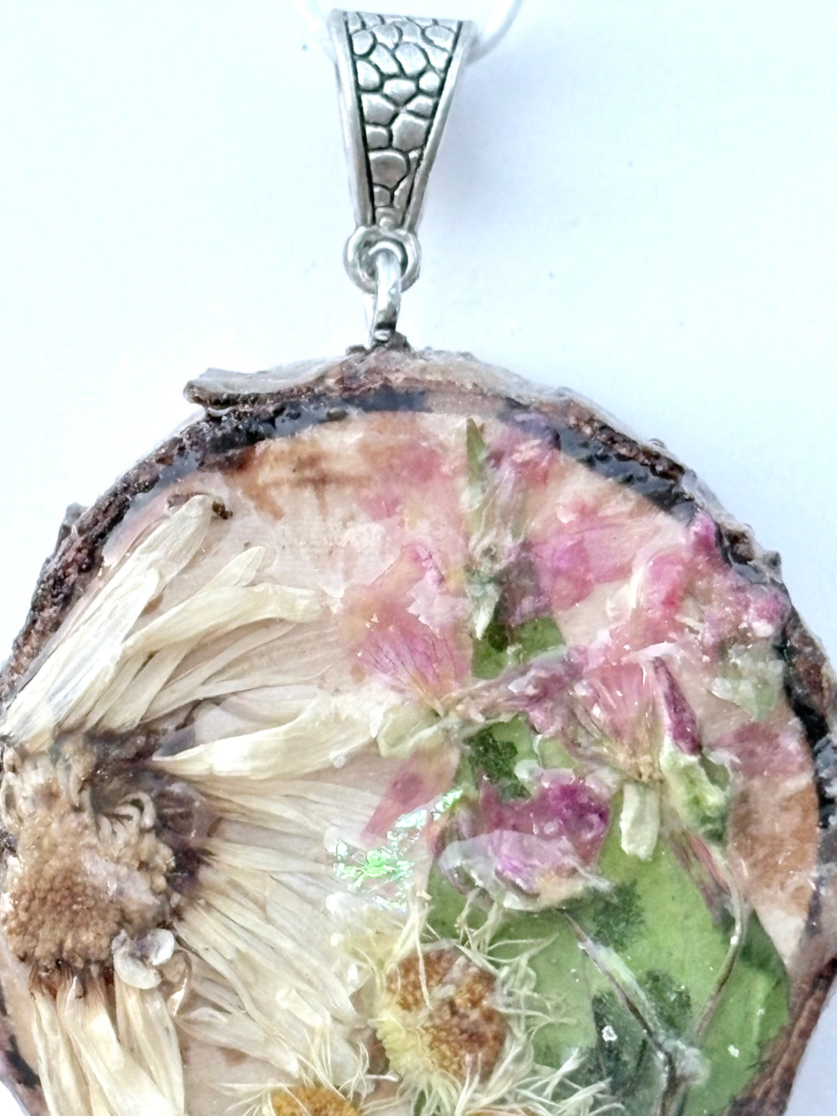 Wildflower Window Botanical Necklace | Real Flowers and Wood Slice in Resin