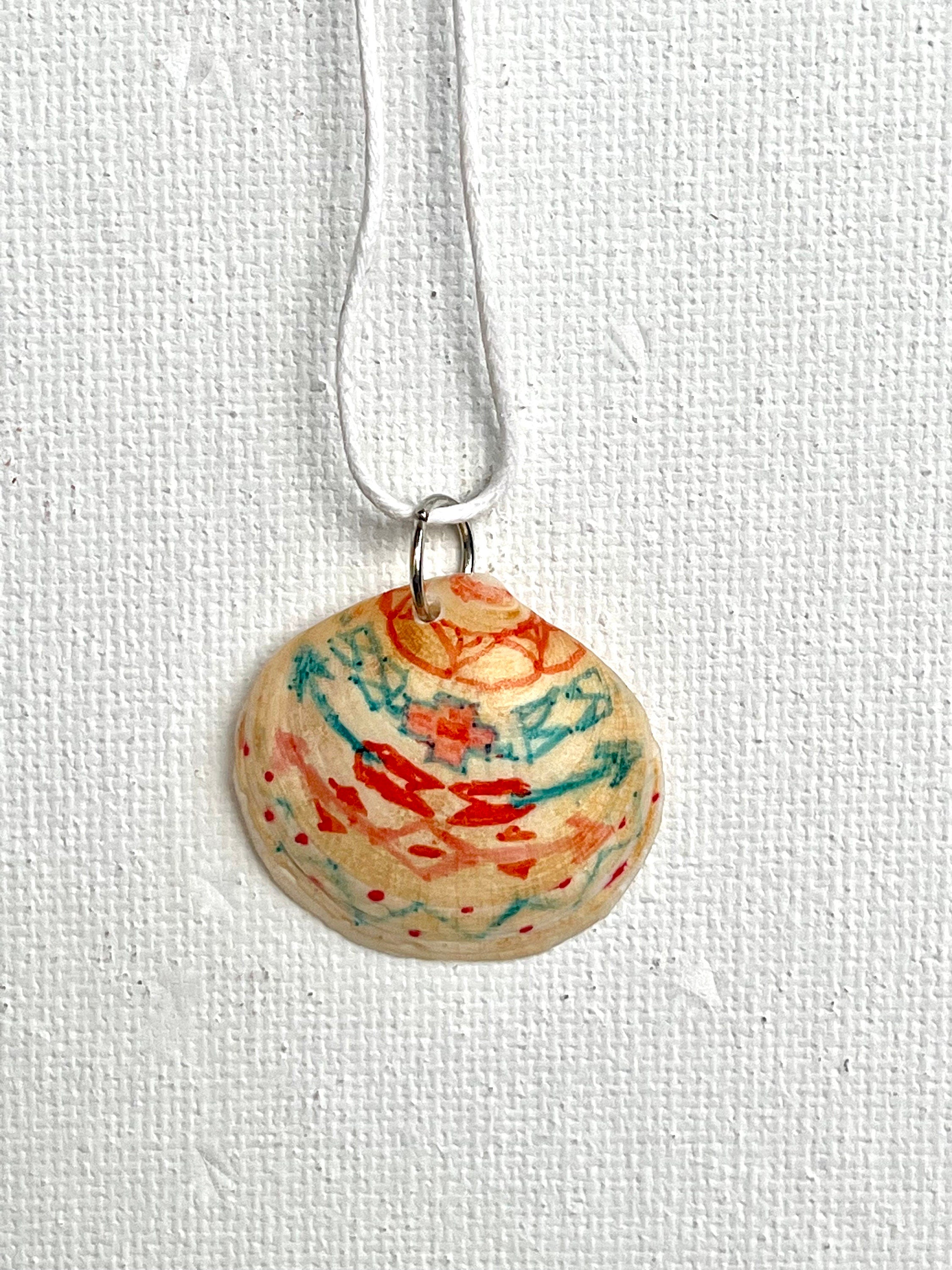 Native American Decorated Shell Pendant, Real Seashell Necklace, Shell Pendant Gifts, Ocean Inspired Necklace, Jewelry Gift for Her