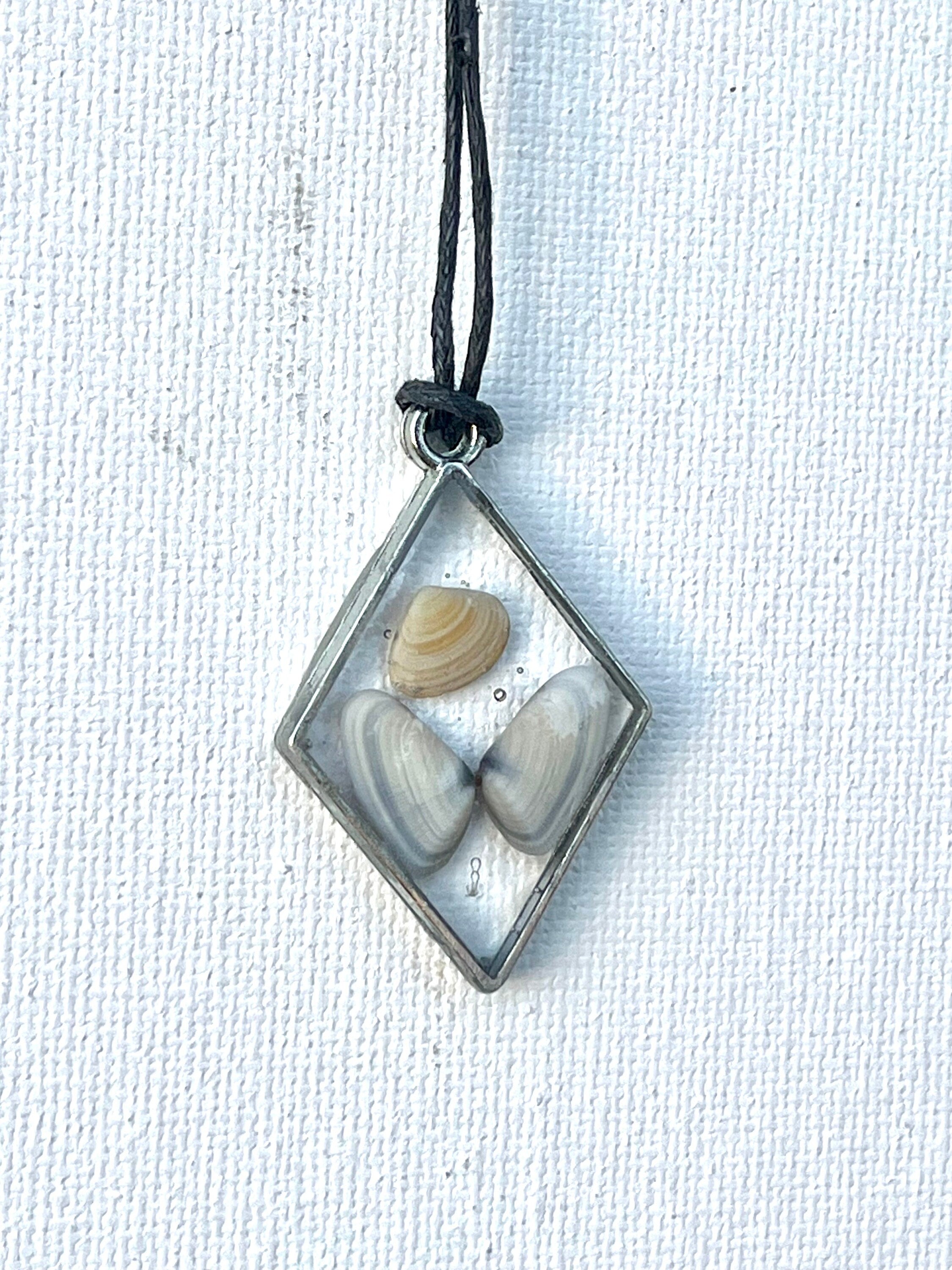 Oyster Shells in Resin Pendant | Butterfly Seashell Necklace