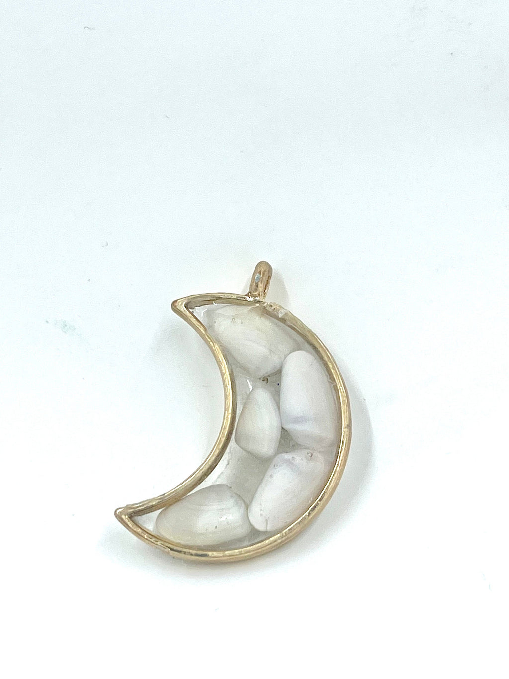 Ocean Duality Crescent Necklace | Reversible Oyster Shell Resin Pendant | Coastal Moon Jewelry