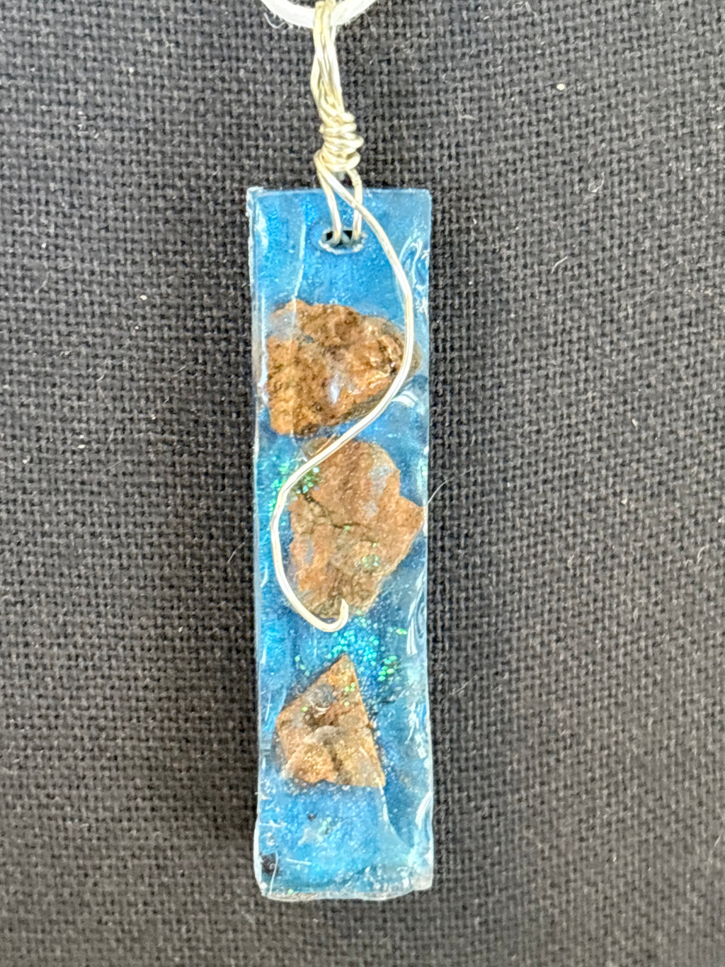 Quiet Waters Necklace | Stones in Blue Resin Pendant