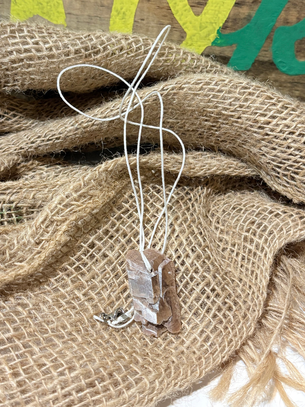 Double Hourglass Selenite | Raw Crystal Necklace | One of a Kind Stone