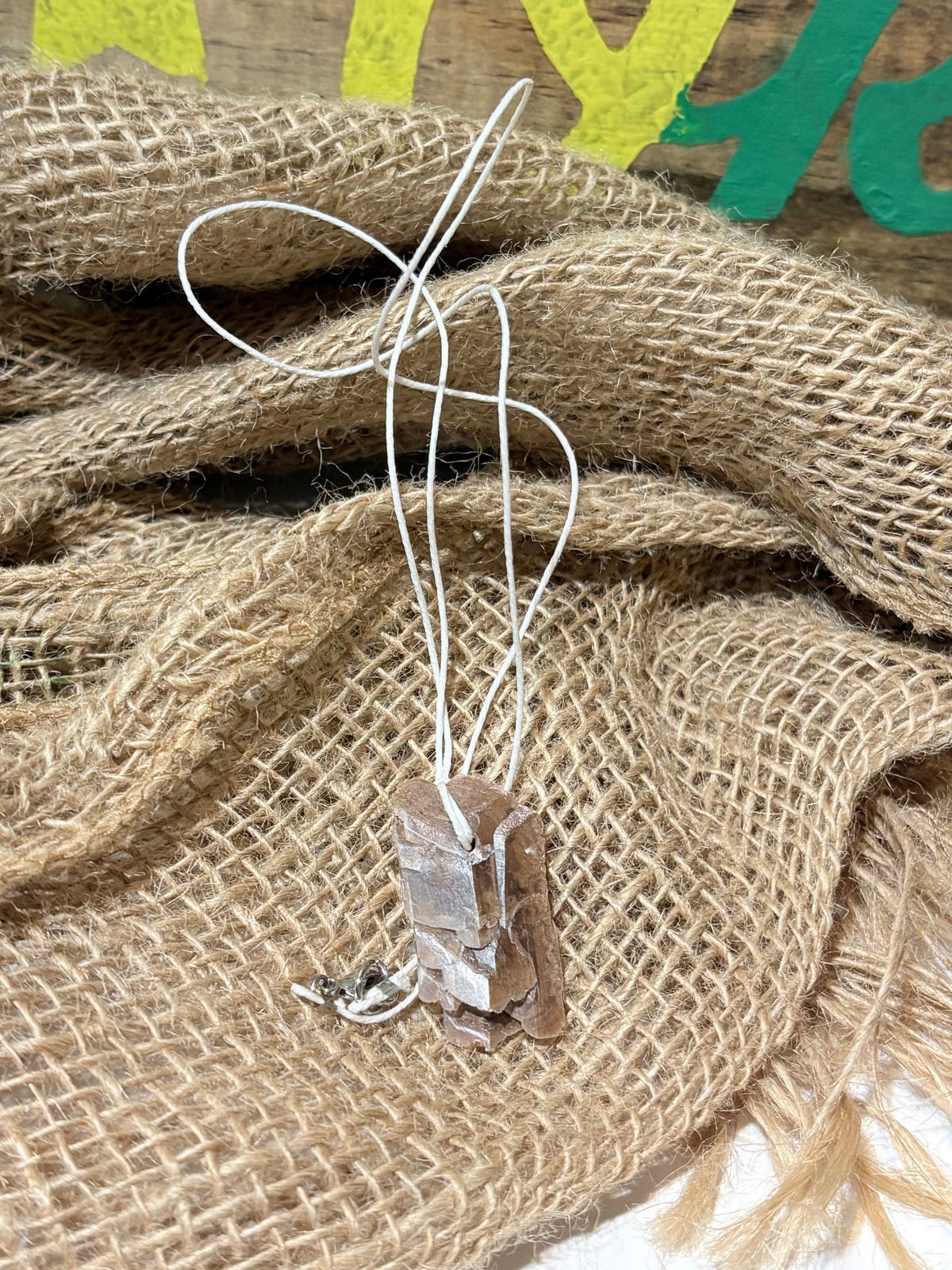 Double Hourglass Selenite | Raw Crystal Necklace | One of a Kind Stone
