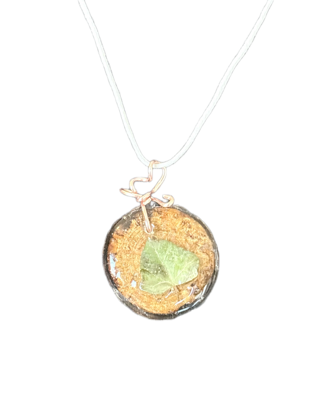 Ivy on Wood Slice Necklace | Meadow Botanical Wood in Resin Pendant