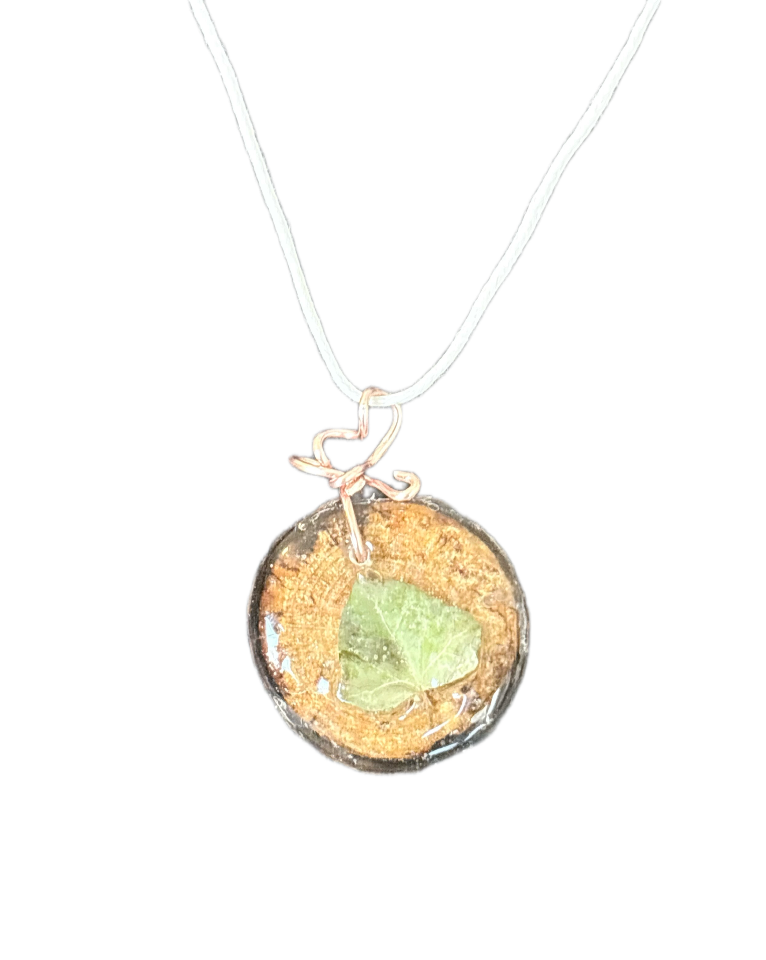 Ivy on Wood Slice Necklace | Meadow Botanical Wood in Resin Pendant