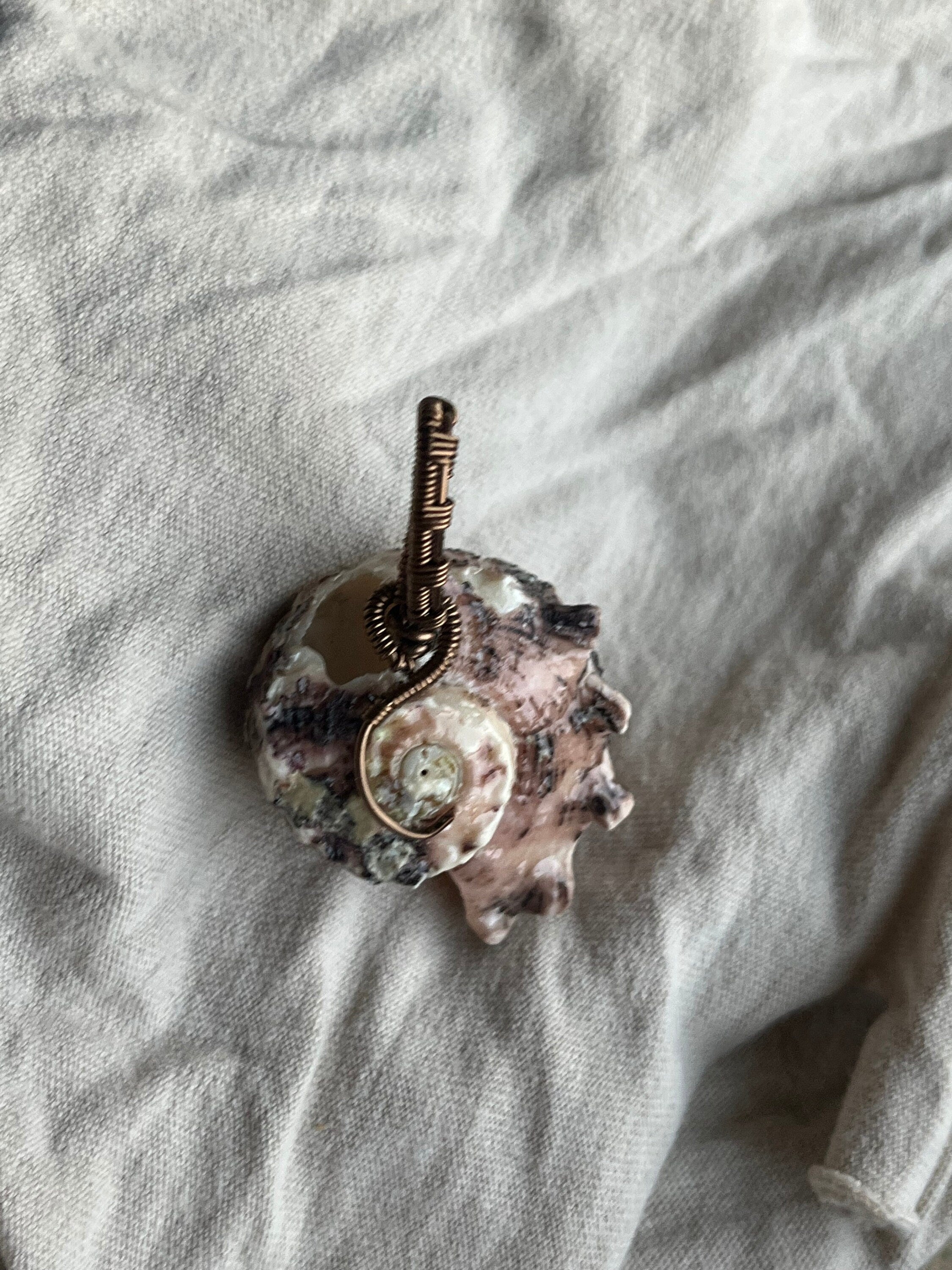 Wire Wrapped Natural Shell Pendant, Spiral Shell with Simple Wire Wrap, Ariel / Little Mermaid Pendant, Beach Jewelry