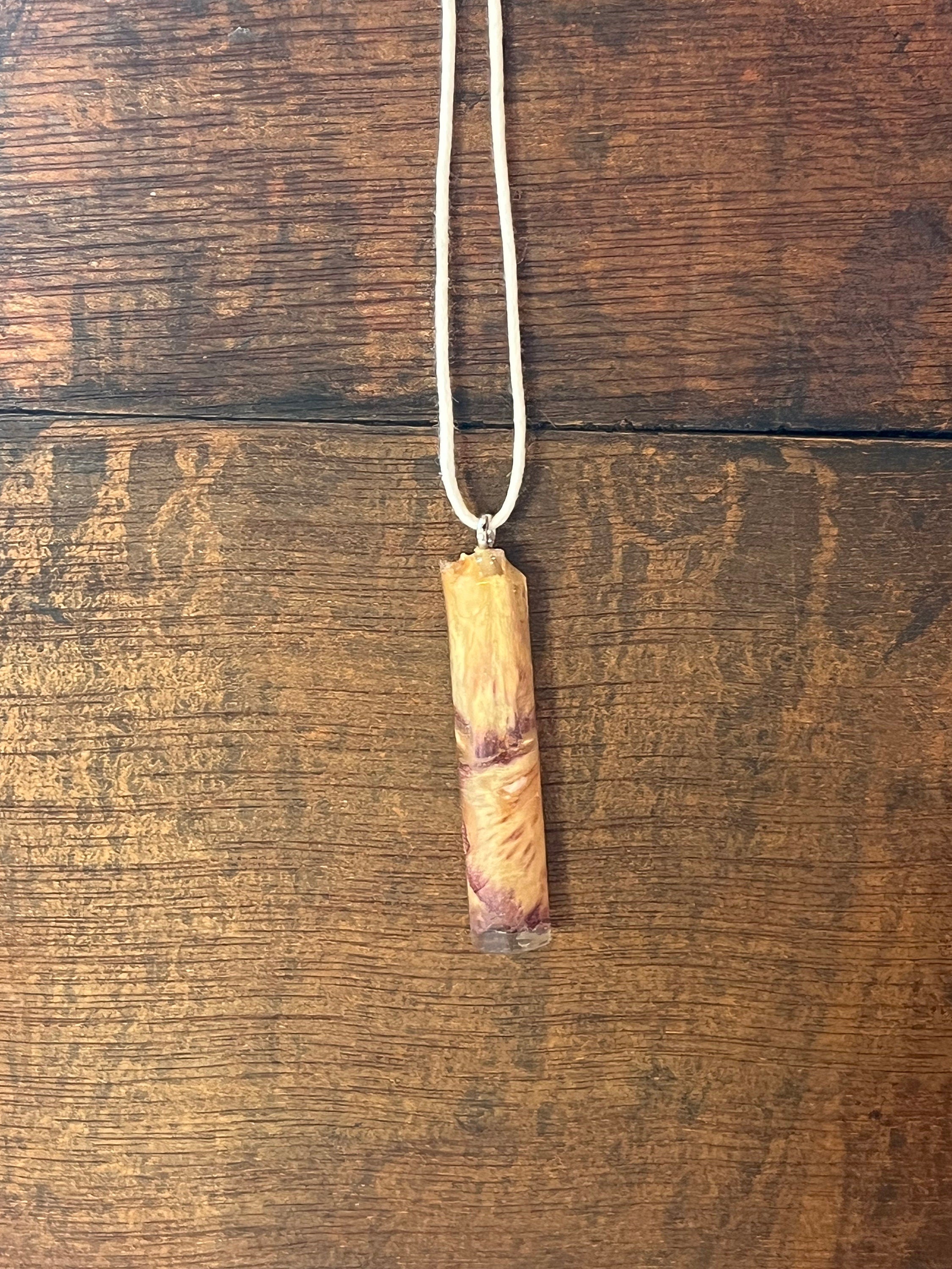 Pressed Petal Resin Necklace | Yellow & Maroon Floral Pendant