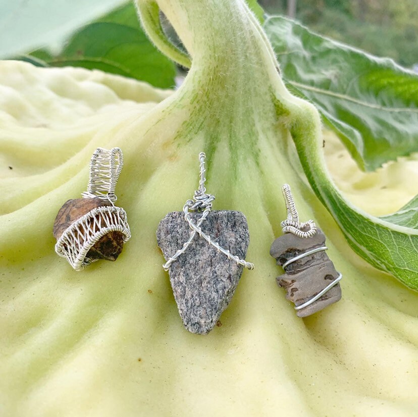 Stone Pendant | Minimal Wire Wrapped Necklace