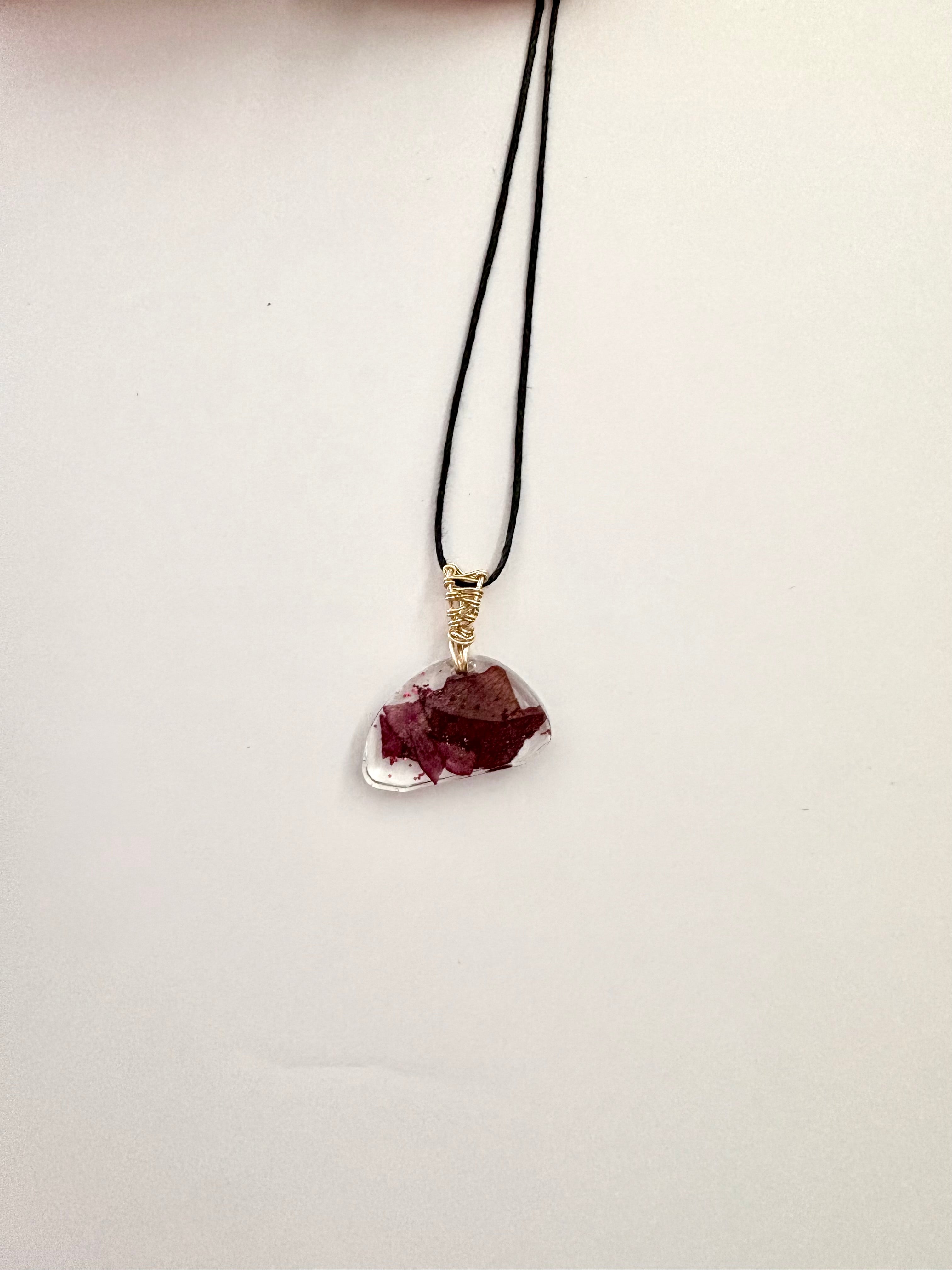 Rose Petal Resin Necklace | Pressed Flower Jewelry | Nature-Inspired Pendant