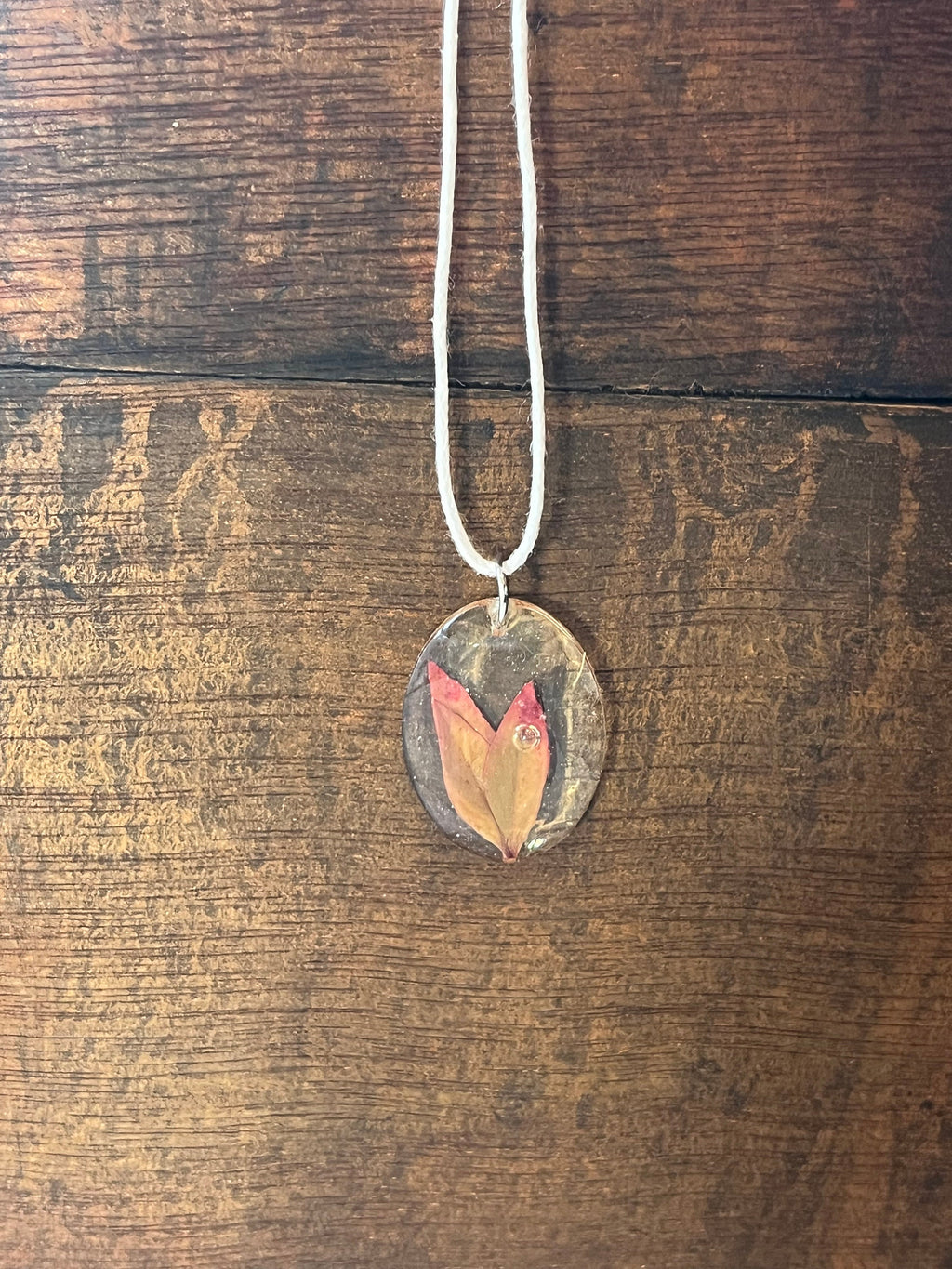 Red Leaves in Resin Pendant,  Botanical Natural Bohemian Style Jewelry, Heavenly Bamboo Nandina Bush Pendant, Fall Inspired, Gift for Her