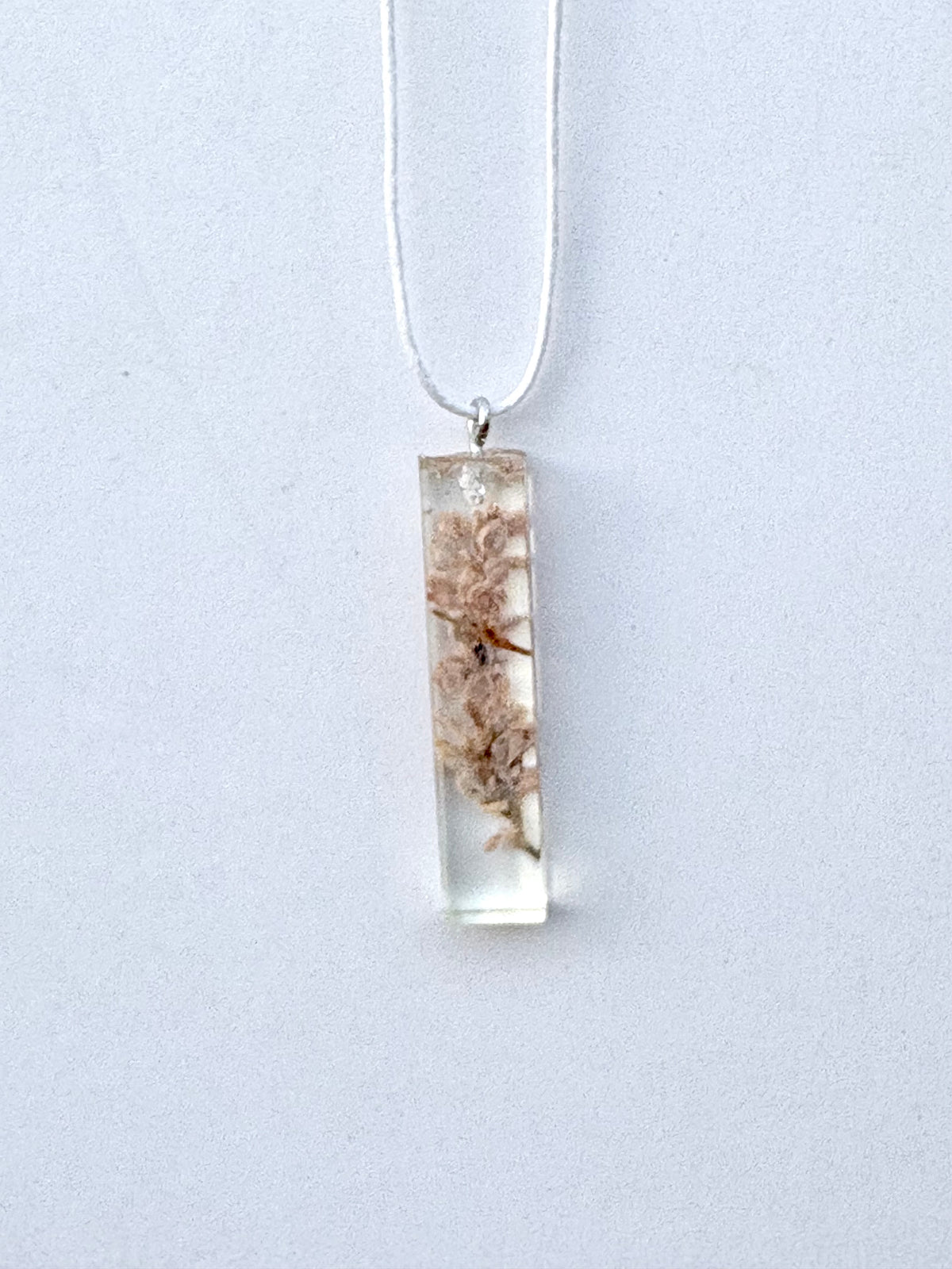 Light Pink Flowers in Rectangle Pendant | Real Flowers in Resin