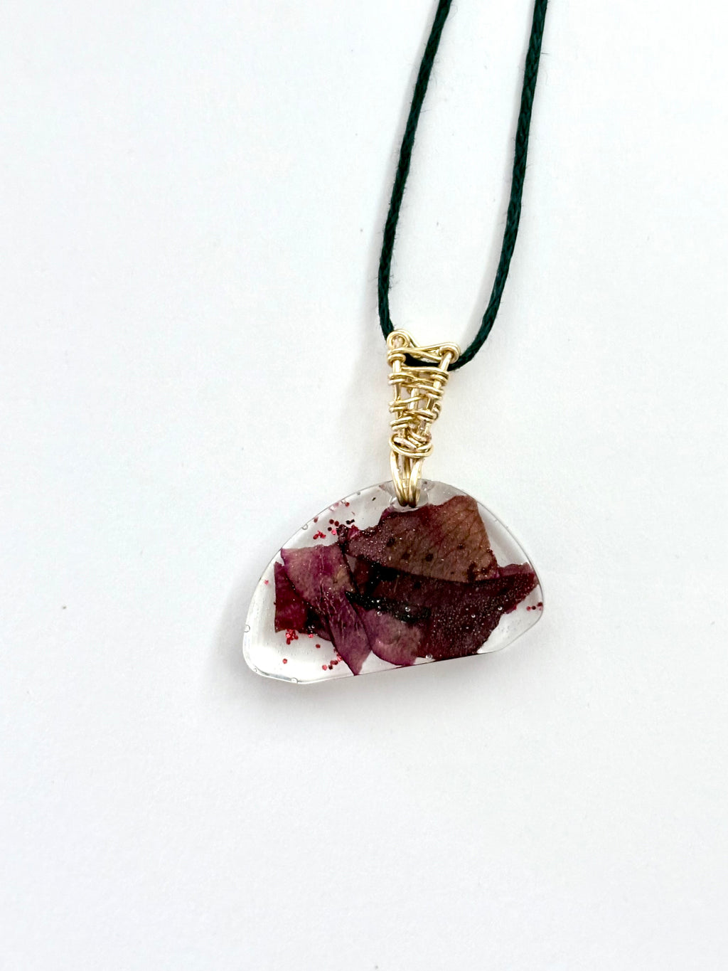Rose Petal Resin Necklace | Pressed Flower Jewelry | Nature-Inspired Pendant