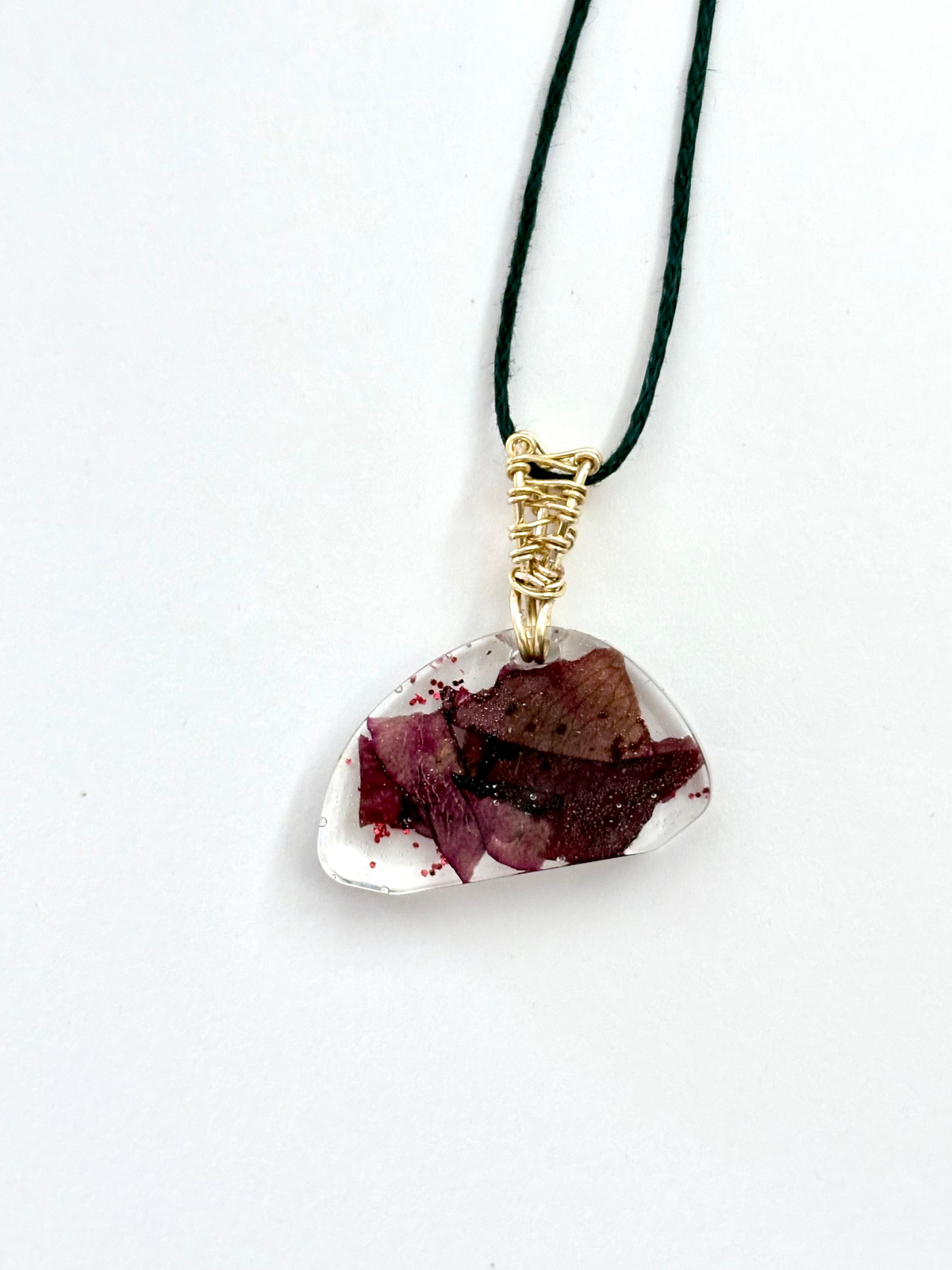 Rose Petal Resin Necklace | Pressed Flower Jewelry | Nature-Inspired Pendant