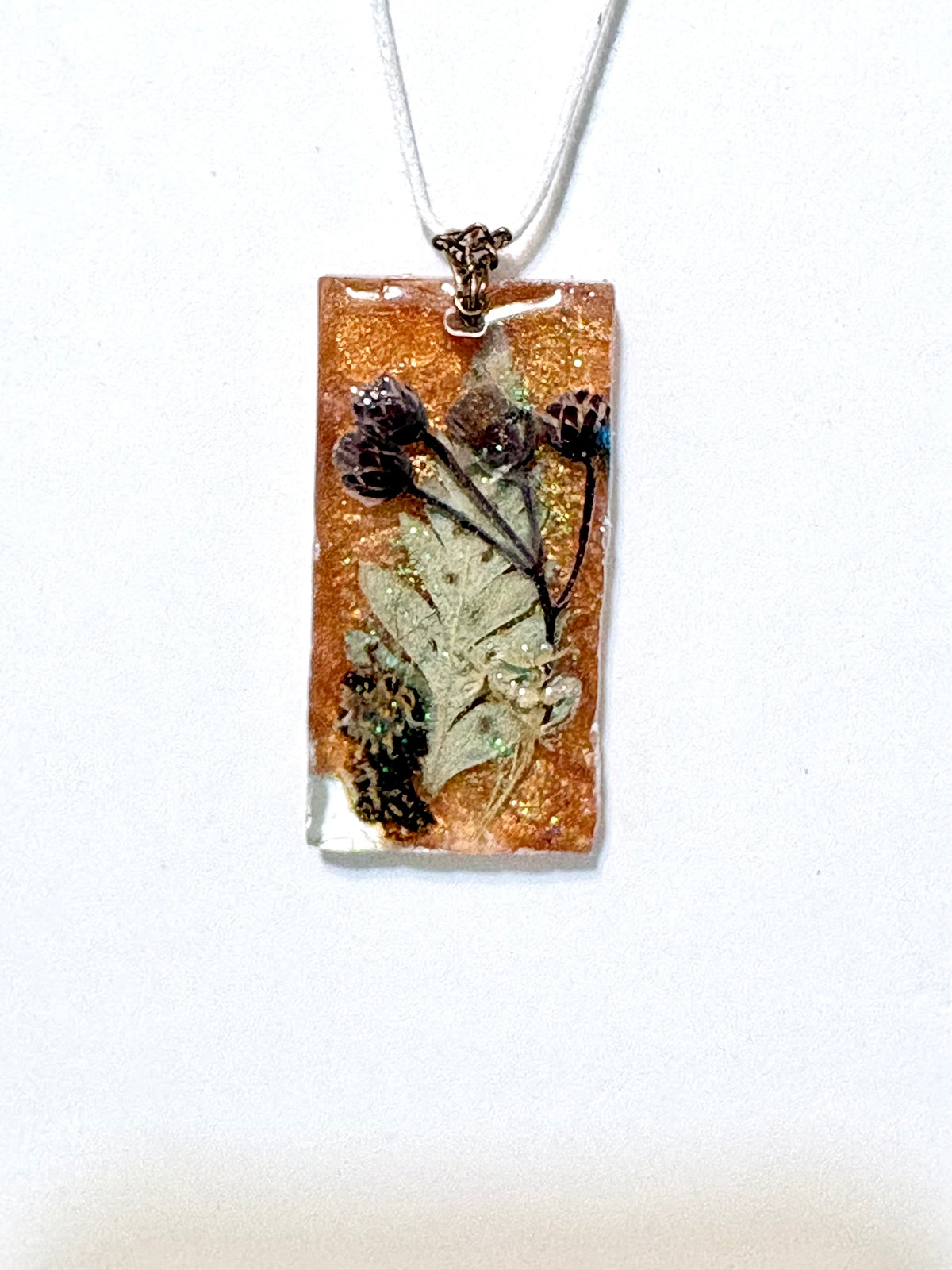 Fern & Moss Resin Necklace | Bronze Thicket