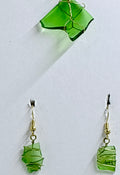 Green Sea Glass | Jewelry Set | Wire Wrapped Necklace & Earrings