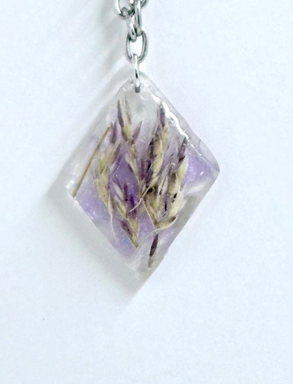 Wild Grass Resin Necklace | Botanical Diamond Pendant | Nature Jewelry