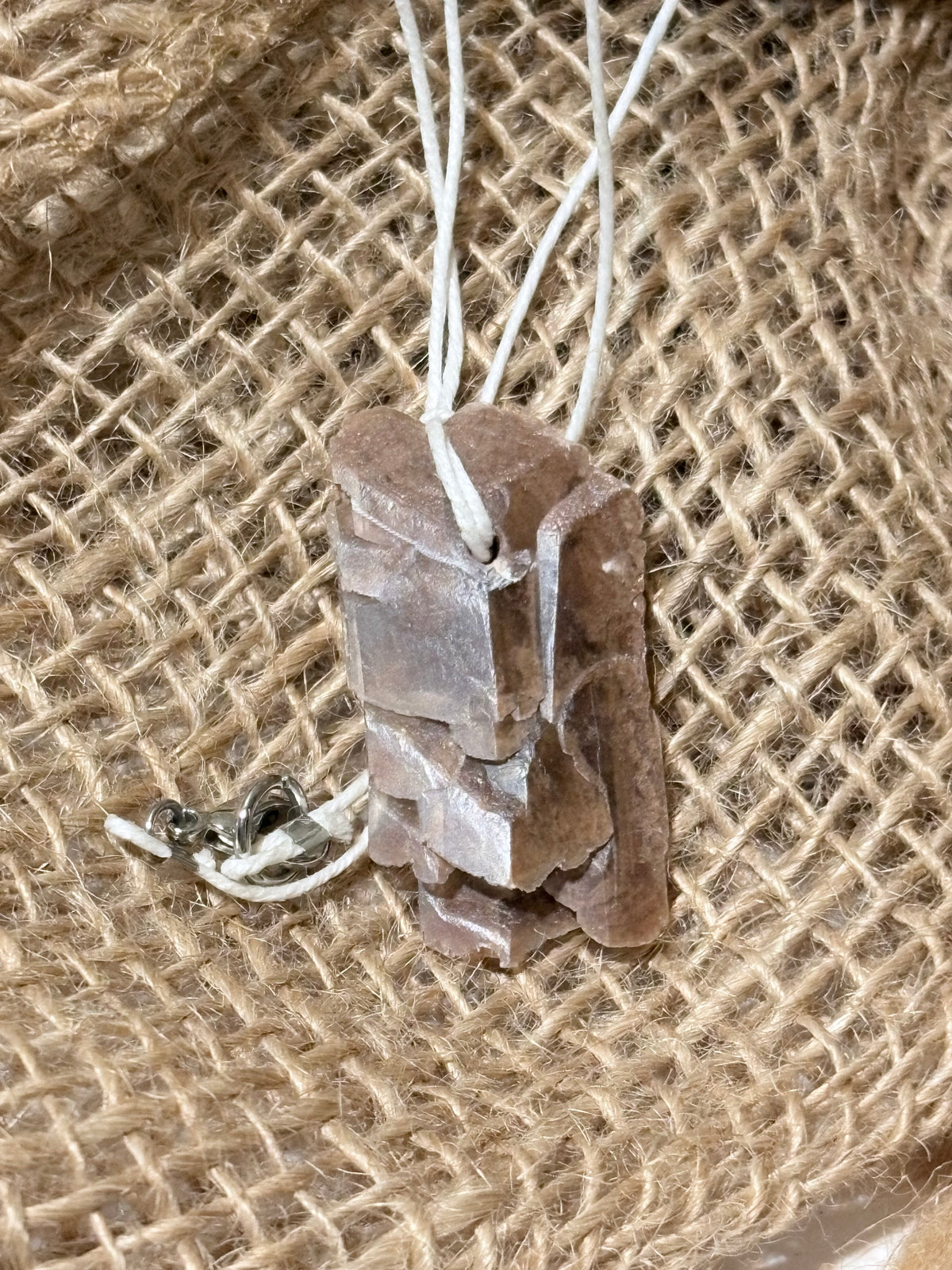 Double Hourglass Selenite | Raw Crystal Necklace | One of a Kind Stone