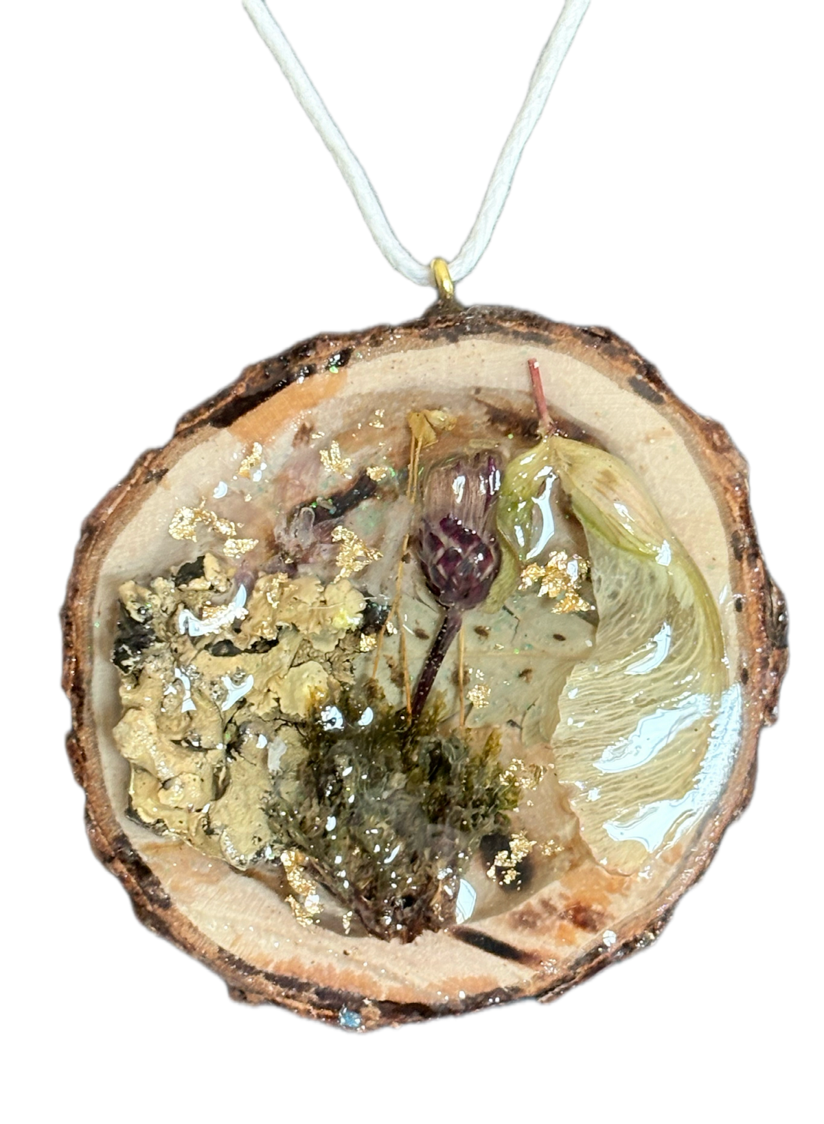 Woodland Keepsake Pendant | Real Botanicals and Wood Slice in Resin