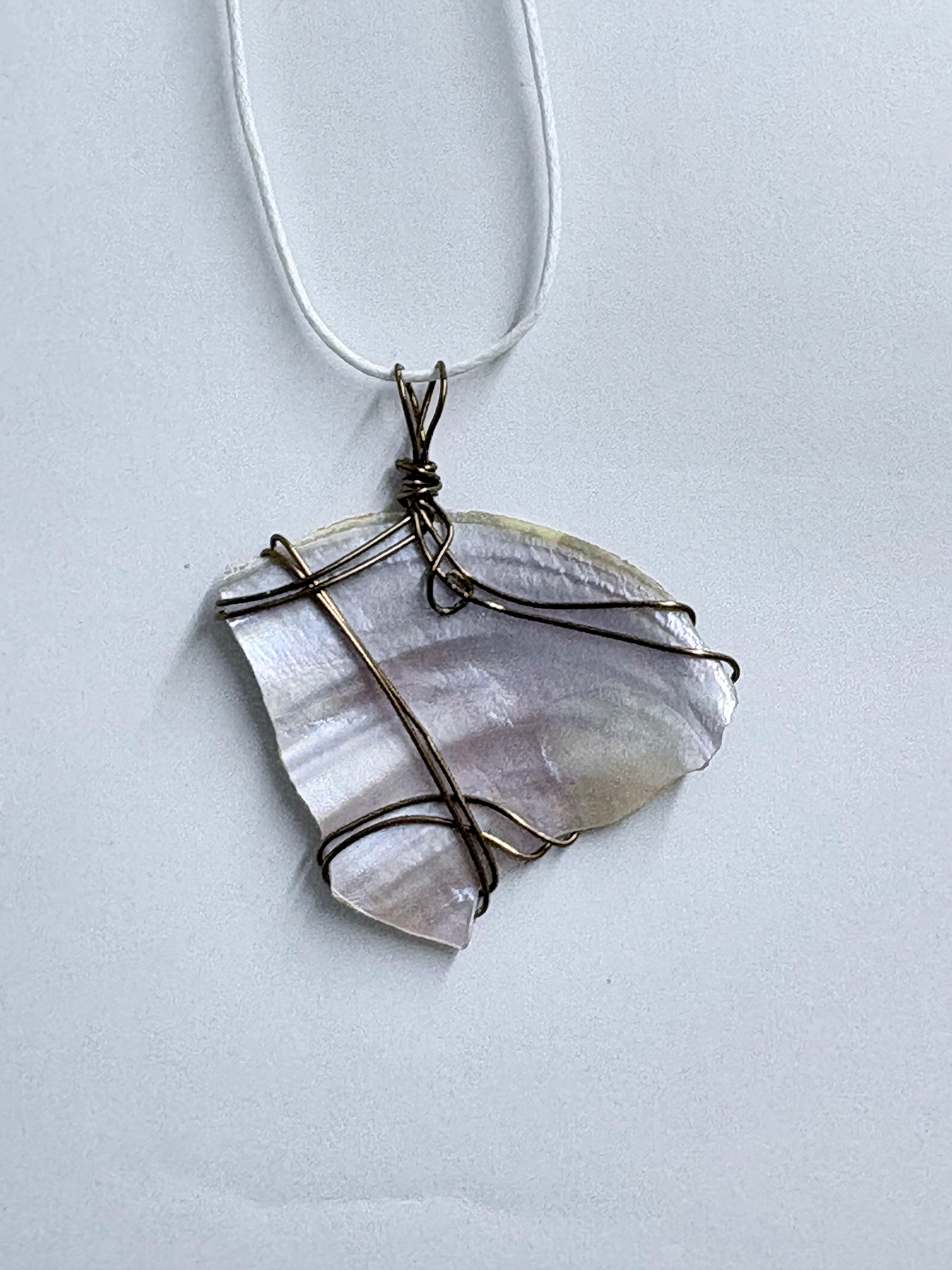 Iridescent Shell Necklace | Ocean Inspired Statement Pendant | One of a Kind Jewelry