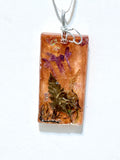 Purple Wildflower Botanical Pendant | Rectangle Resin Necklace