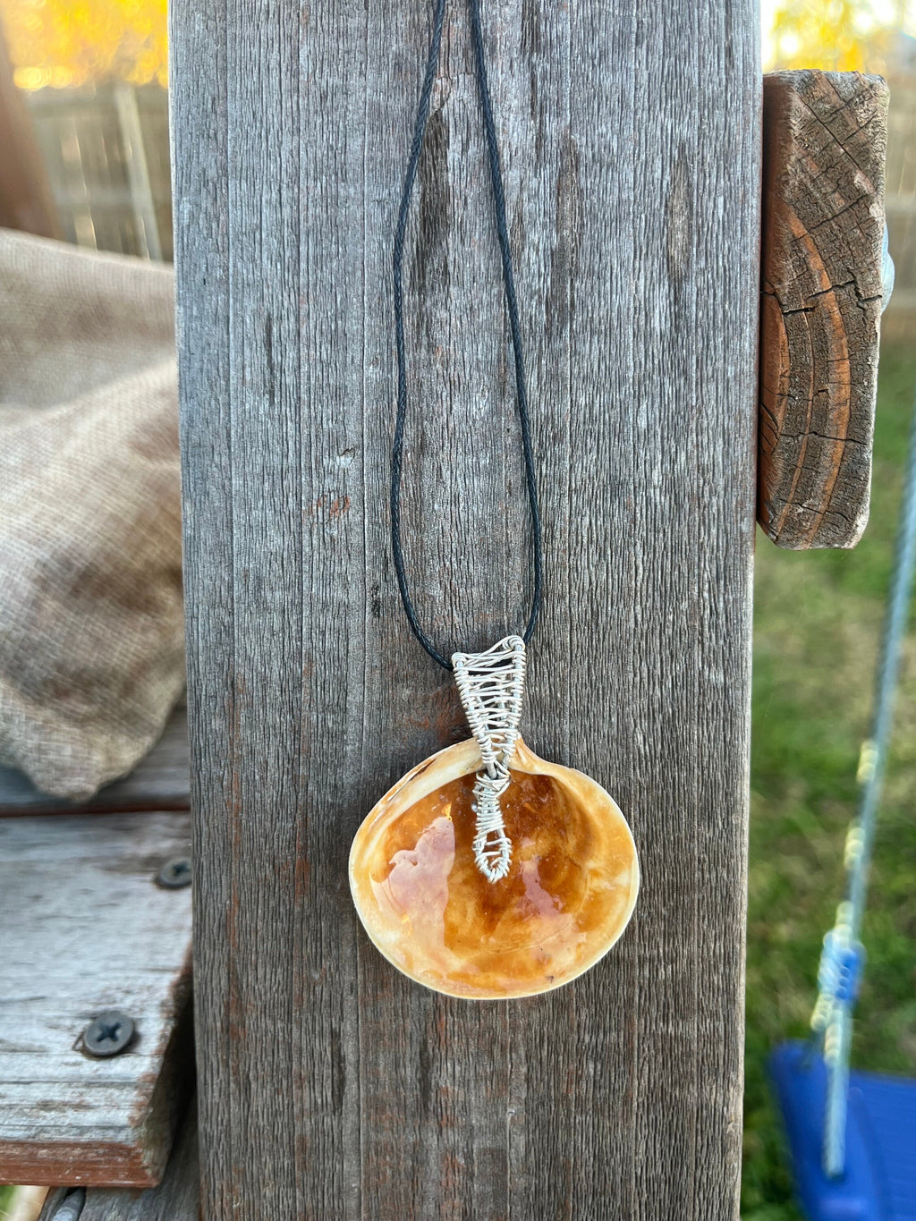 Orange Shell Pendant Necklace | Reversible Coastal Jewelry