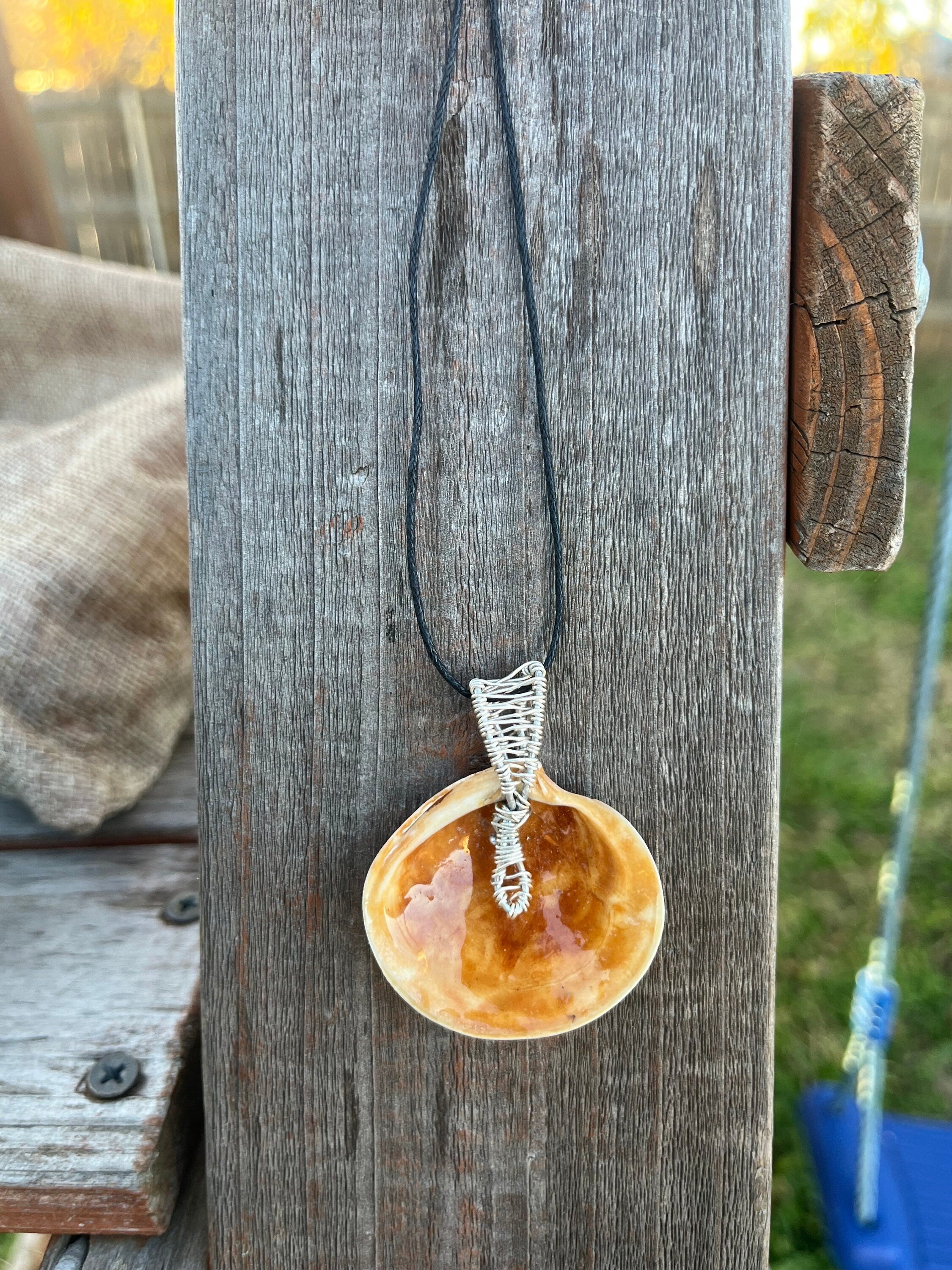 Orange Shell Pendant Necklace | Reversible Coastal Jewelry