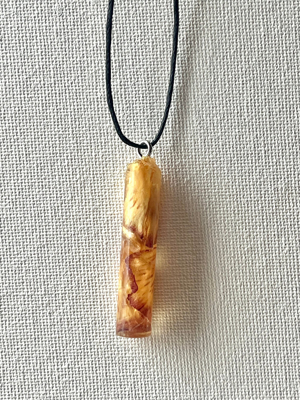 Pressed Petal Resin Necklace | Yellow & Maroon Floral Pendant