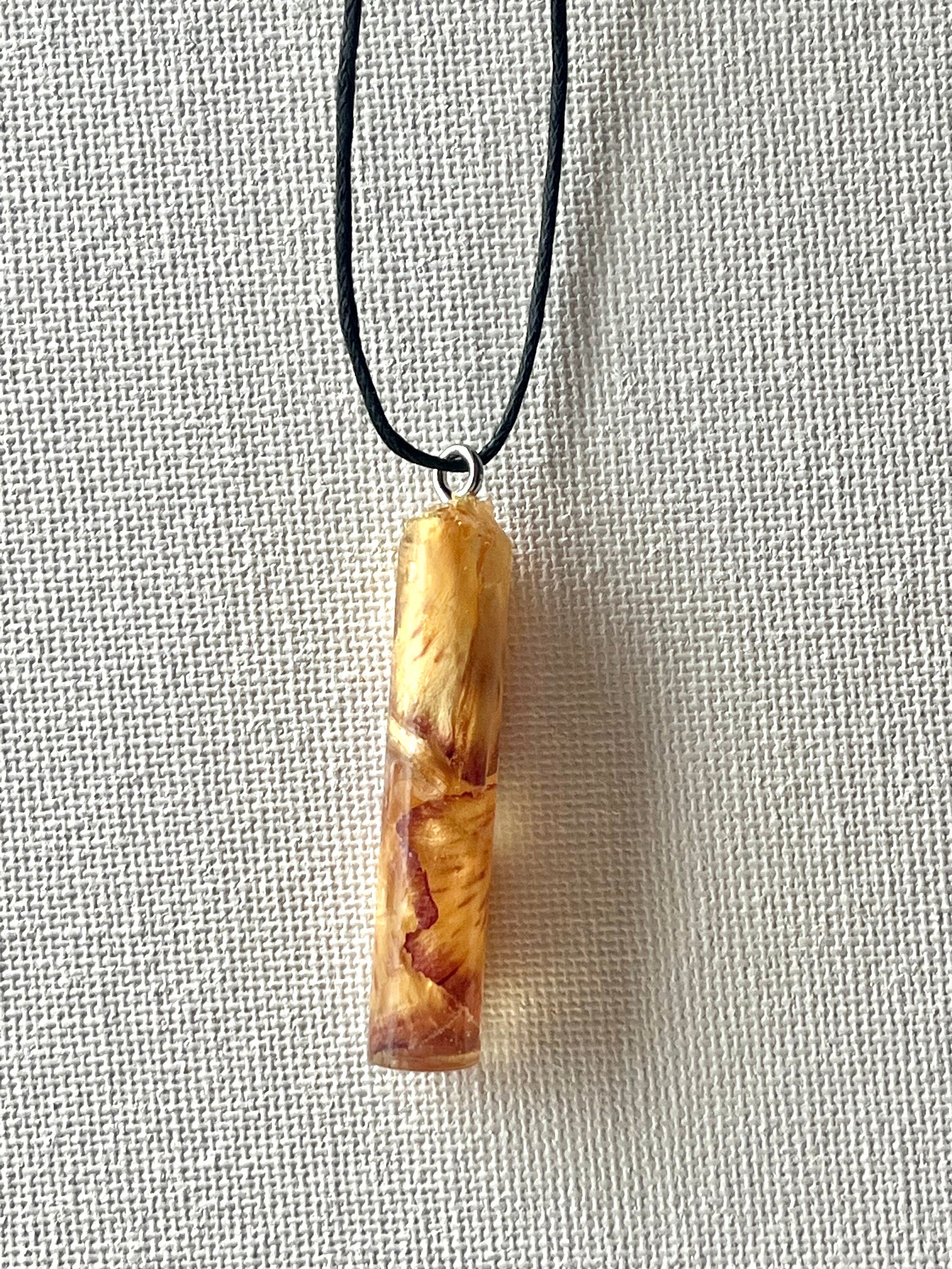 Pressed Petal Resin Necklace | Yellow & Maroon Floral Pendant