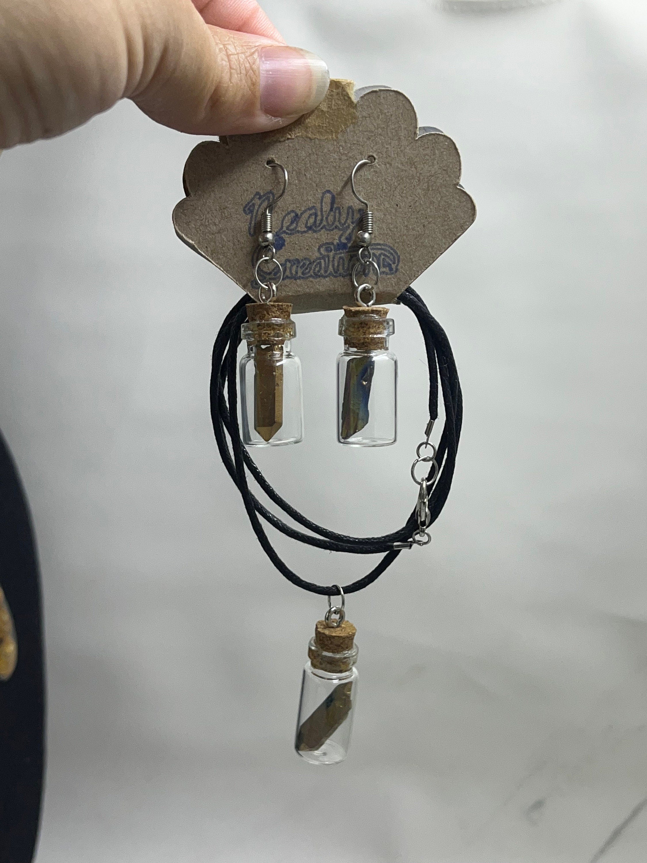 Paint in Resin Necklace and Earrings, Resin Matching Jewelry Set