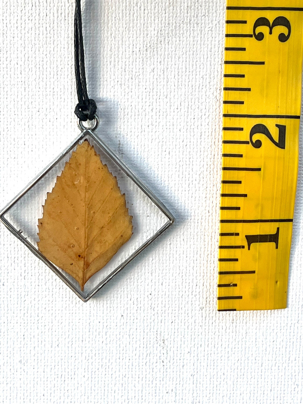 Yellow Leaf Pendant, Real Leaf in Resin, Botanical Diamond Pendant, Yellow Leaf Resin Necklace