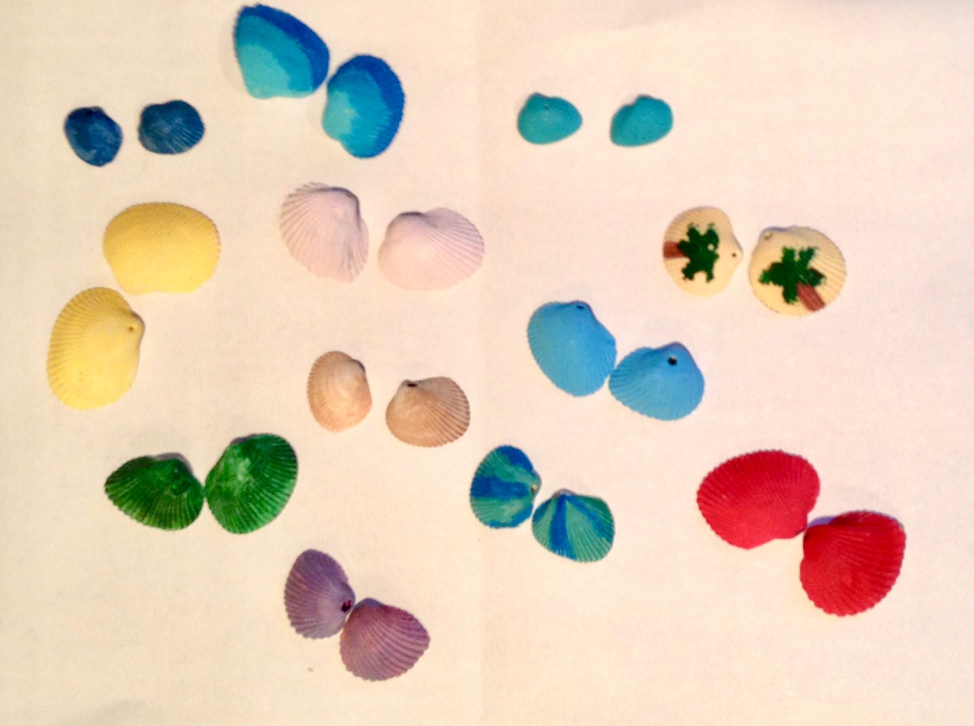 Hand Painted Shell Earrings | Sunset Ocean Statement Earrings