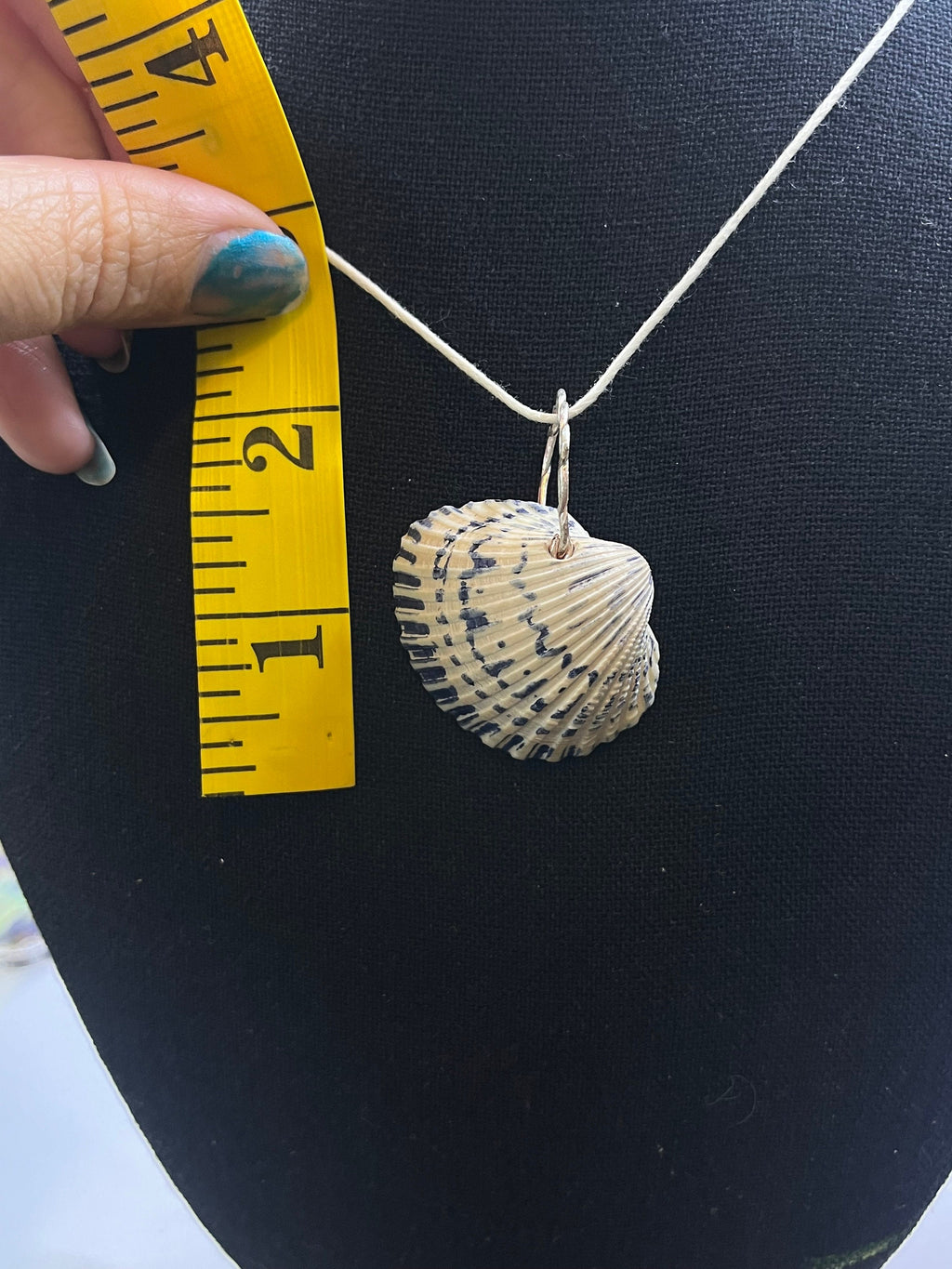 Hand Drawn Shell Pendant Necklace | Indigo Blue Coastal Jewelry