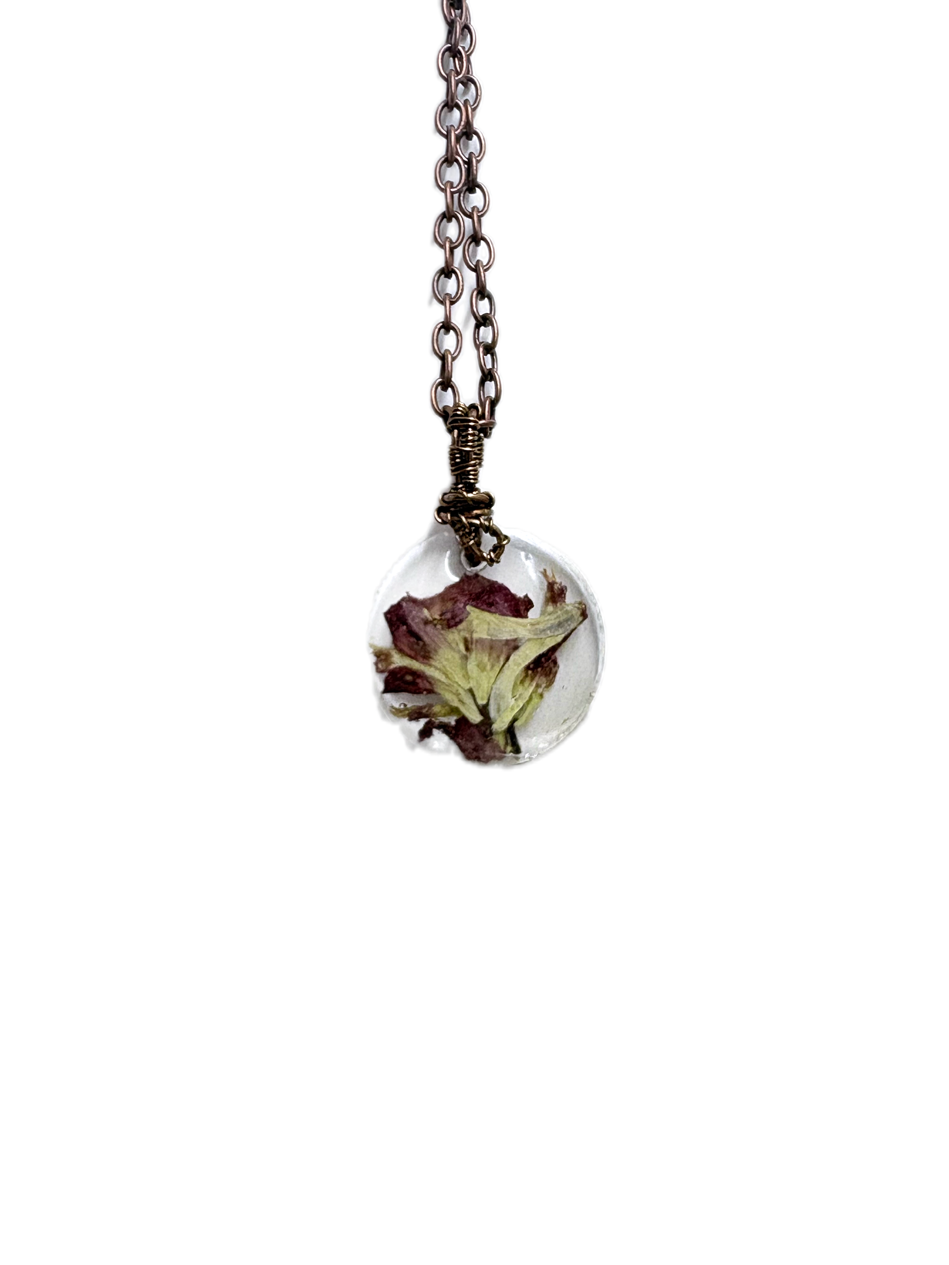 Indian Paintbrush Pendant | Round Resin Necklace | Pressed Flower Jewelry
