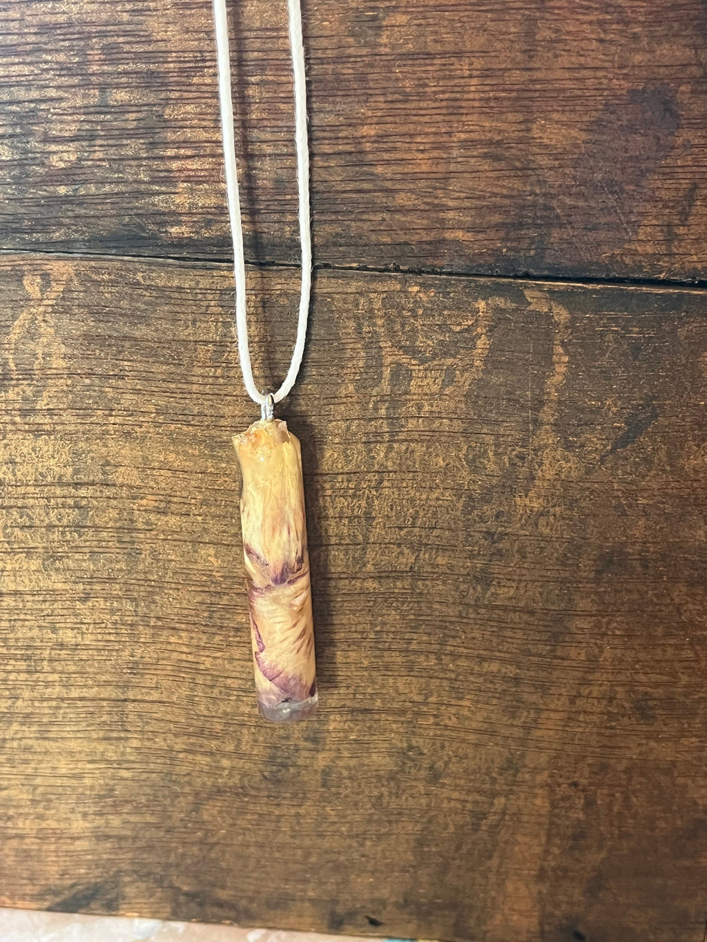 Pressed Petal Resin Necklace | Yellow & Maroon Floral Pendant