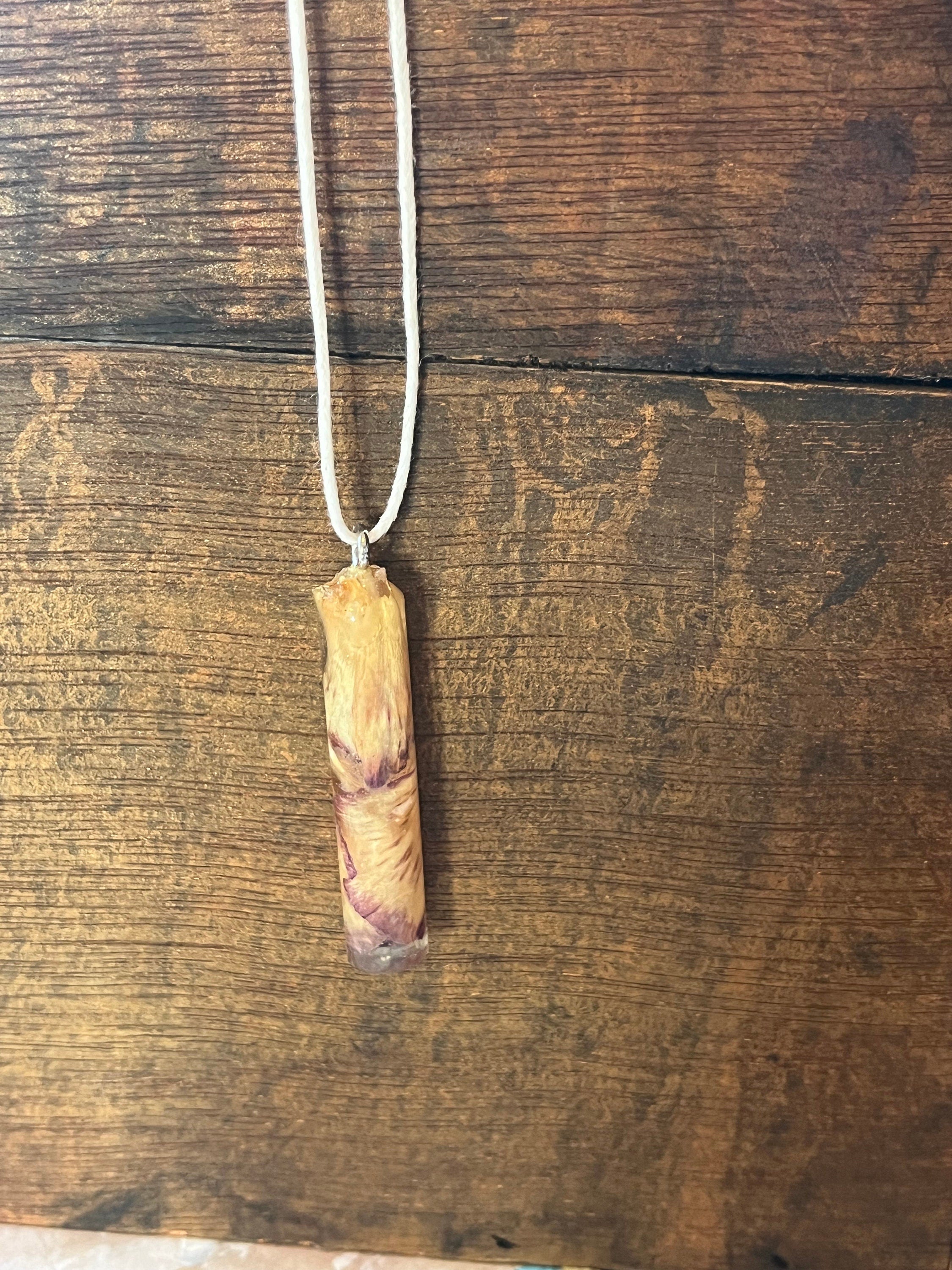 Pressed Petal Resin Necklace | Yellow & Maroon Floral Pendant